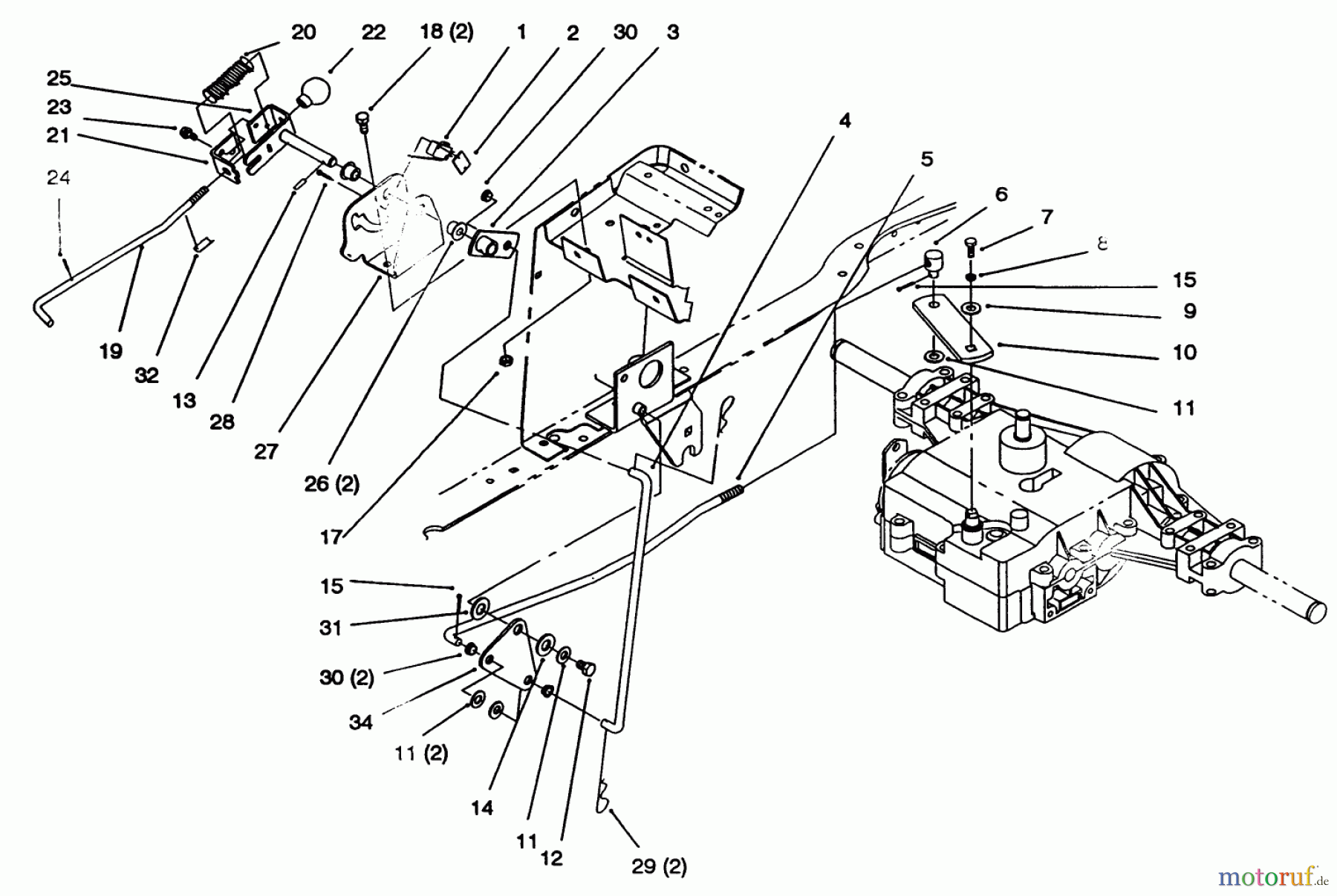 Toro Neu Mowers, Lawn & Garden Tractor Seite 1 72043 (264-H) - Toro 264-H Yard Tractor, 1994 (4900001-4999999) GEAR SHIFT LINKAGE
