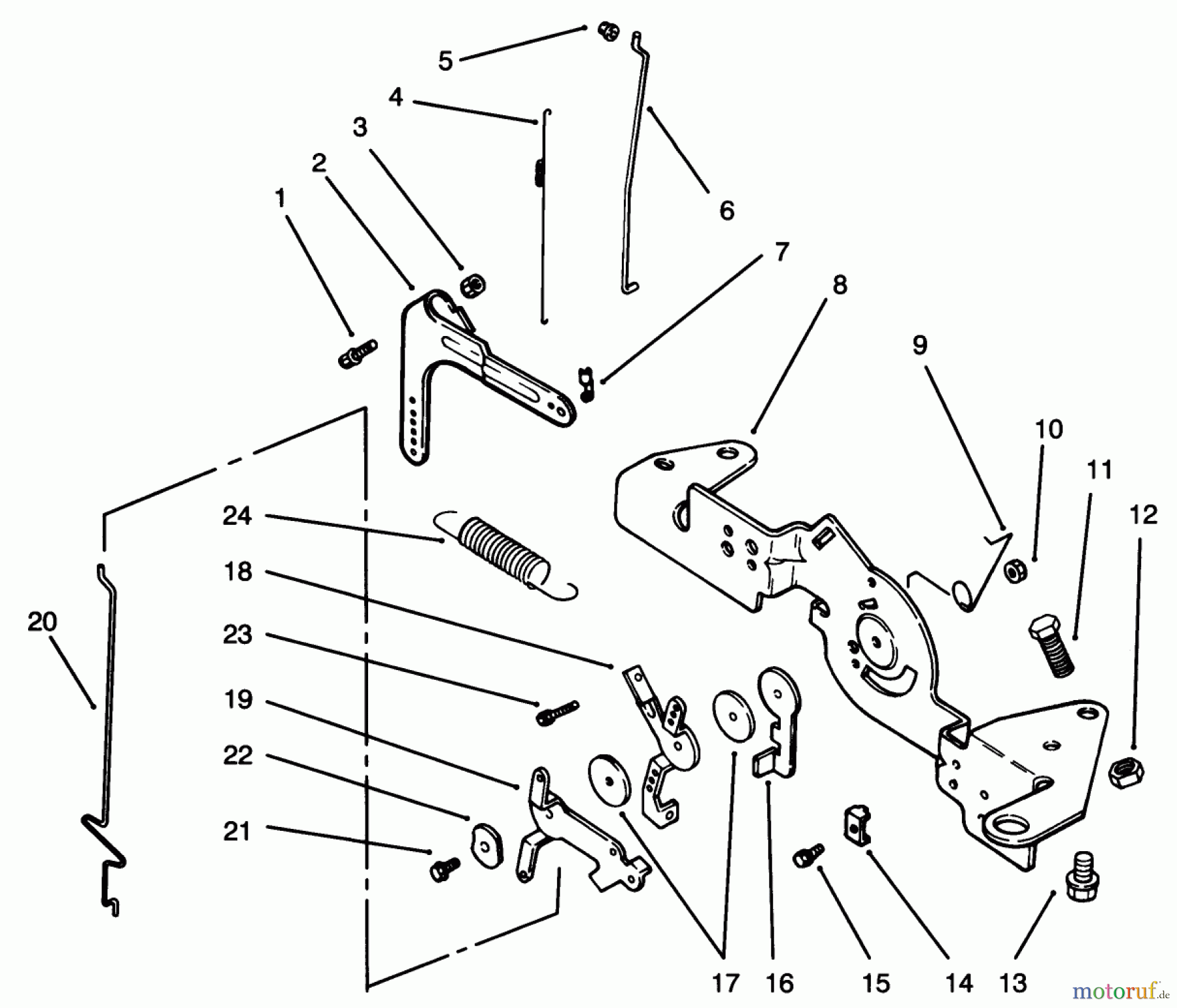  Toro Neu Mowers, Lawn & Garden Tractor Seite 1 72043 (264-H) - Toro 264-H Yard Tractor, 1996 (6900001-6999999) ENGINE CONTROLS #2