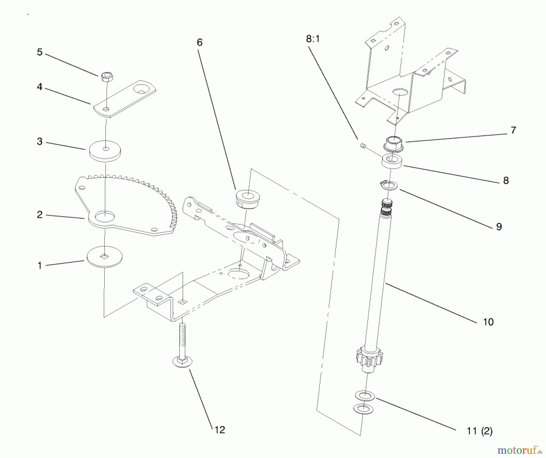 Toro Neu Mowers, Lawn & Garden Tractor Seite 1 72045 (265-6) - Toro 265-6 Lawn and Garden Tractor, 1998 (8900001-8900399) LOWER STEERING
