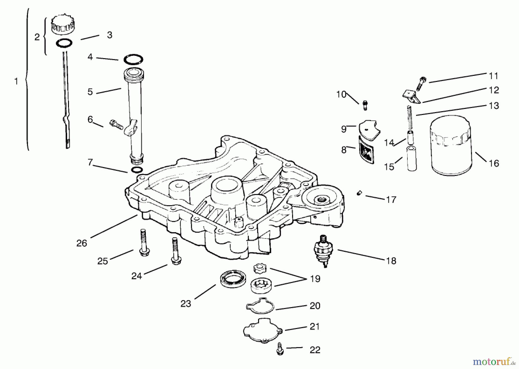 Toro Neu Mowers, Lawn & Garden Tractor Seite 1 72045 (265-6) - Toro 265-6 Lawn and Garden Tractor, 1998 (8900400-8999999) OIL PAN/LUBRICATION
