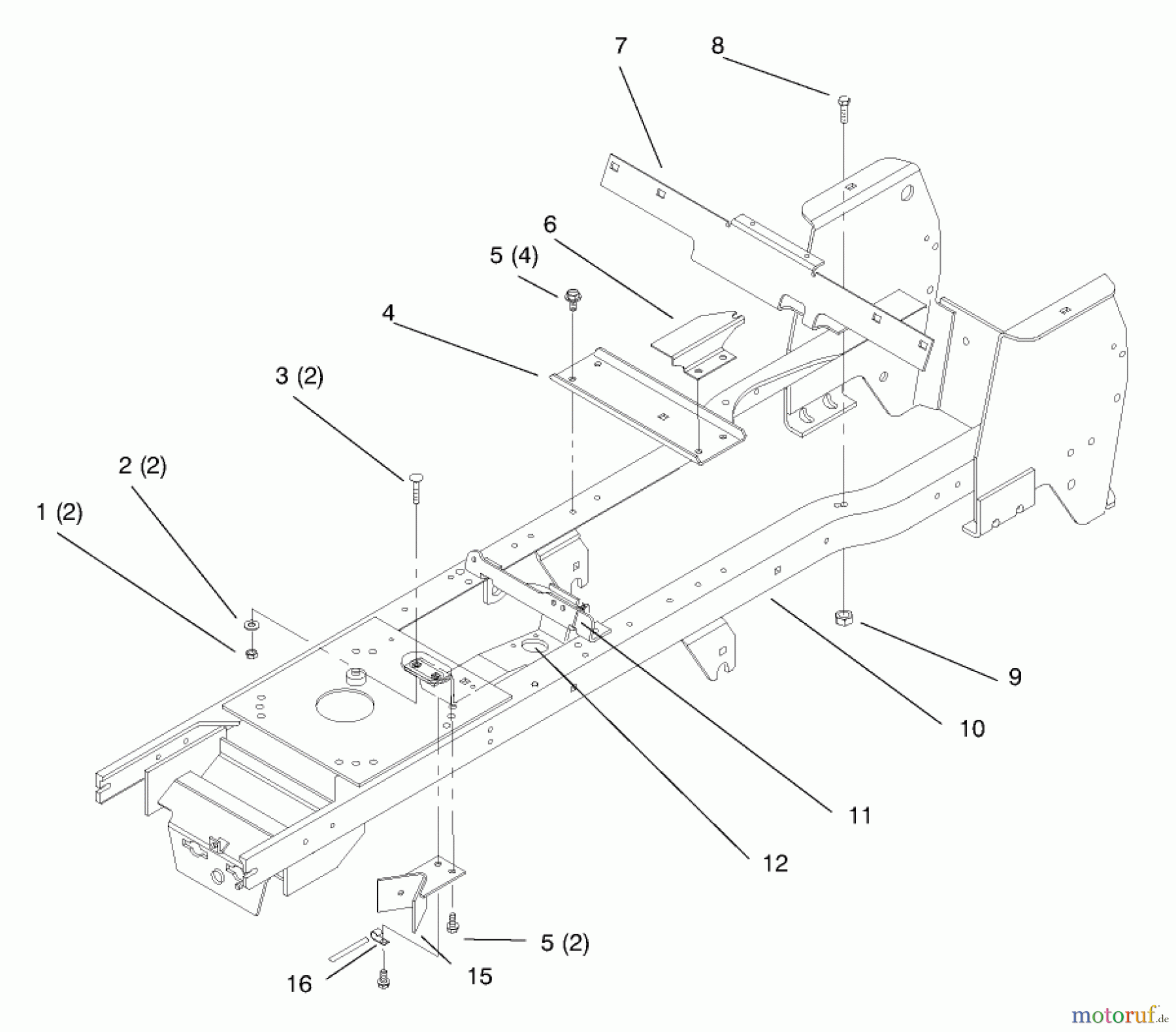 Toro Neu Mowers, Lawn & Garden Tractor Seite 1 72064 (265-H) - Toro 265-H Lawn and Garden Tractor, 1998 (8900600-8999999) FRAME