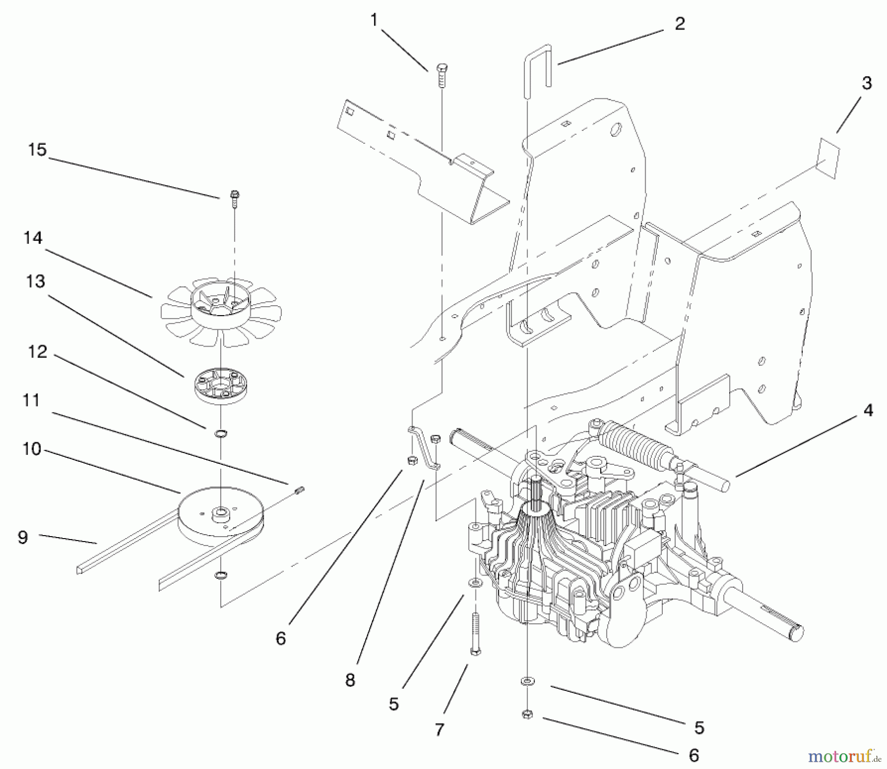  Toro Neu Mowers, Lawn & Garden Tractor Seite 1 72070 (265-H) - Toro 265-H Lawn and Garden Tractor, 1999 (9900001-9999999) HYDRO TRANSAXLE ASSEMBLY