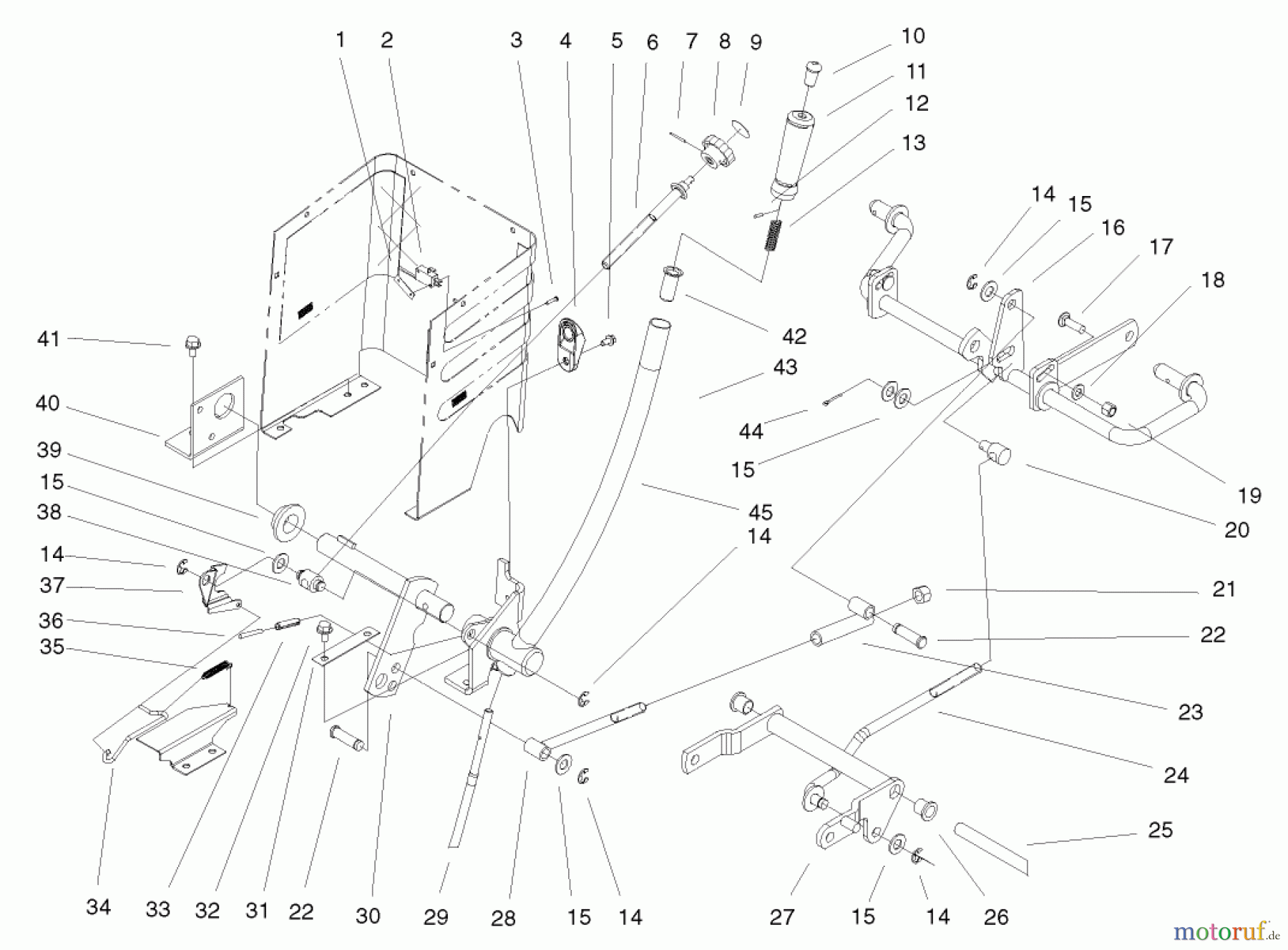  Toro Neu Mowers, Lawn & Garden Tractor Seite 1 72049 (265-6) - Toro 265-6 Lawn and Garden Tractor, 2000 (200000001-200999999) LIFT LEVER & HOC ASSEMBLY