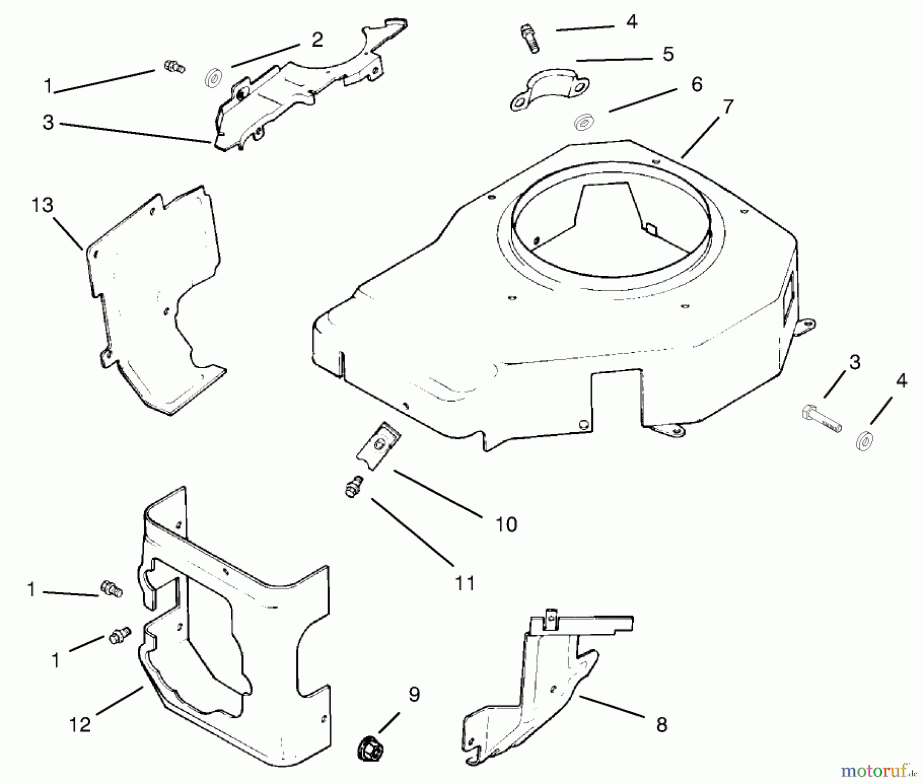  Toro Neu Mowers, Lawn & Garden Tractor Seite 1 72072 (266-HE) - Toro 266-HE Lawn and Garden Tractor, 2001 (210000001-210999999) BLOWER HOUSING & BAFFLES ASSEMBLY KOHLER MODELS CV460S-26505 AND CV460S-26506