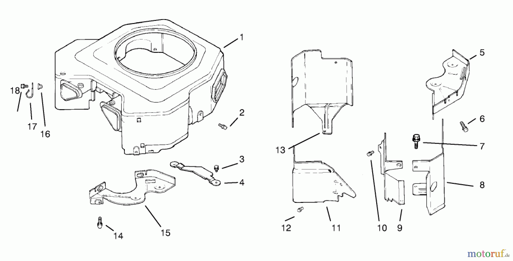 Toro Neu Mowers, Lawn & Garden Tractor Seite 1 72104 (267-H) - Toro 267-H Lawn and Garden Tractor, 1998 (8900001-8900599) BLOWER HOUSING & BAFFLES