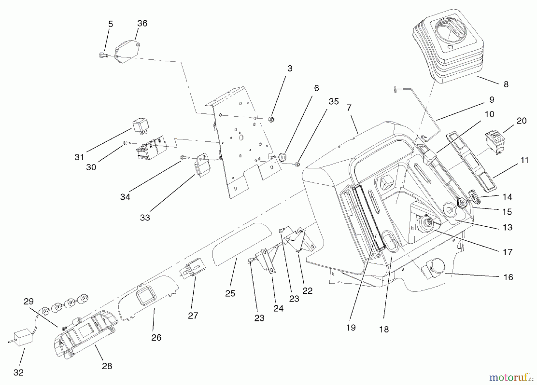  Toro Neu Mowers, Lawn & Garden Tractor Seite 1 72087 (268-H) - Toro 268-H Lawn and Garden Tractor, 2001 (210000001-210999999) DASH ASSEMBLY