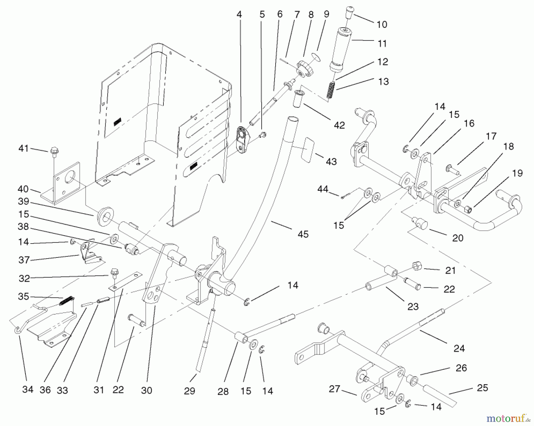  Toro Neu Mowers, Lawn & Garden Tractor Seite 1 72107 (268-HE) - Toro 268-HE Lawn and Garden Tractor, 2002 (220000001-220999999) LIFT LEVER ARM AND HEIGHT-OF-CUT ASSEMBLY