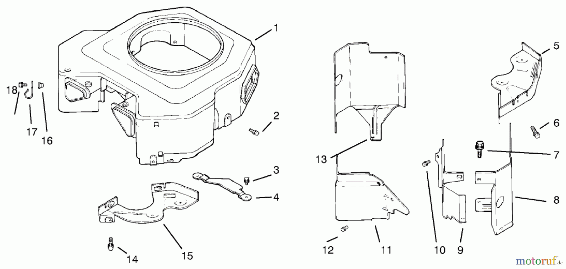  Toro Neu Mowers, Lawn & Garden Tractor Seite 1 72102 (269-H) - Toro 269-H Lawn and Garden Tractor, 1997 (7900001-7999999) BLOWER HOUSING & BAFFLES