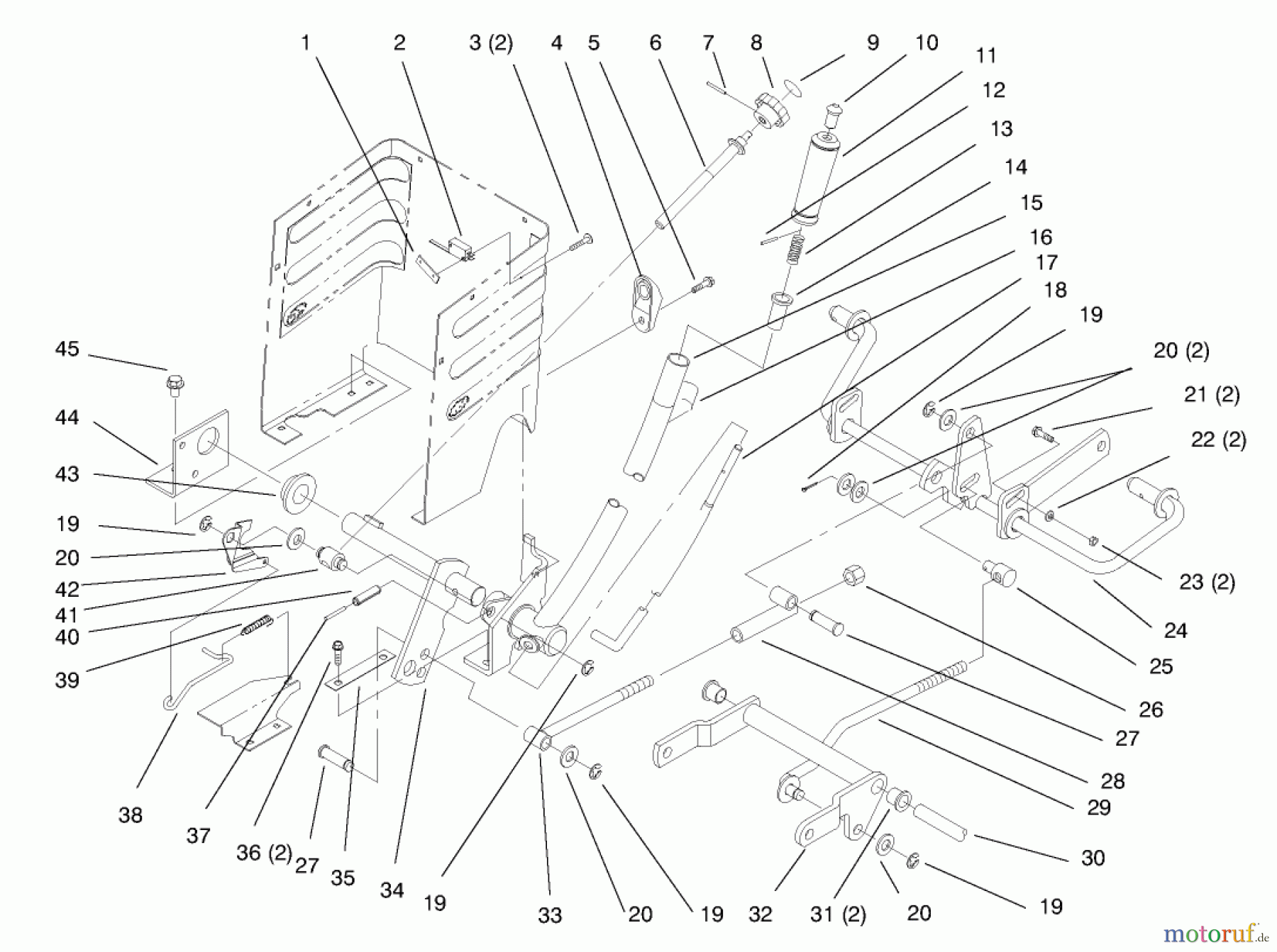  Toro Neu Mowers, Lawn & Garden Tractor Seite 1 72102 (269-H) - Toro 269-H Lawn and Garden Tractor, 1998 (8900001-8900399) LIFT LEVER AND HEIGHT OF CUT