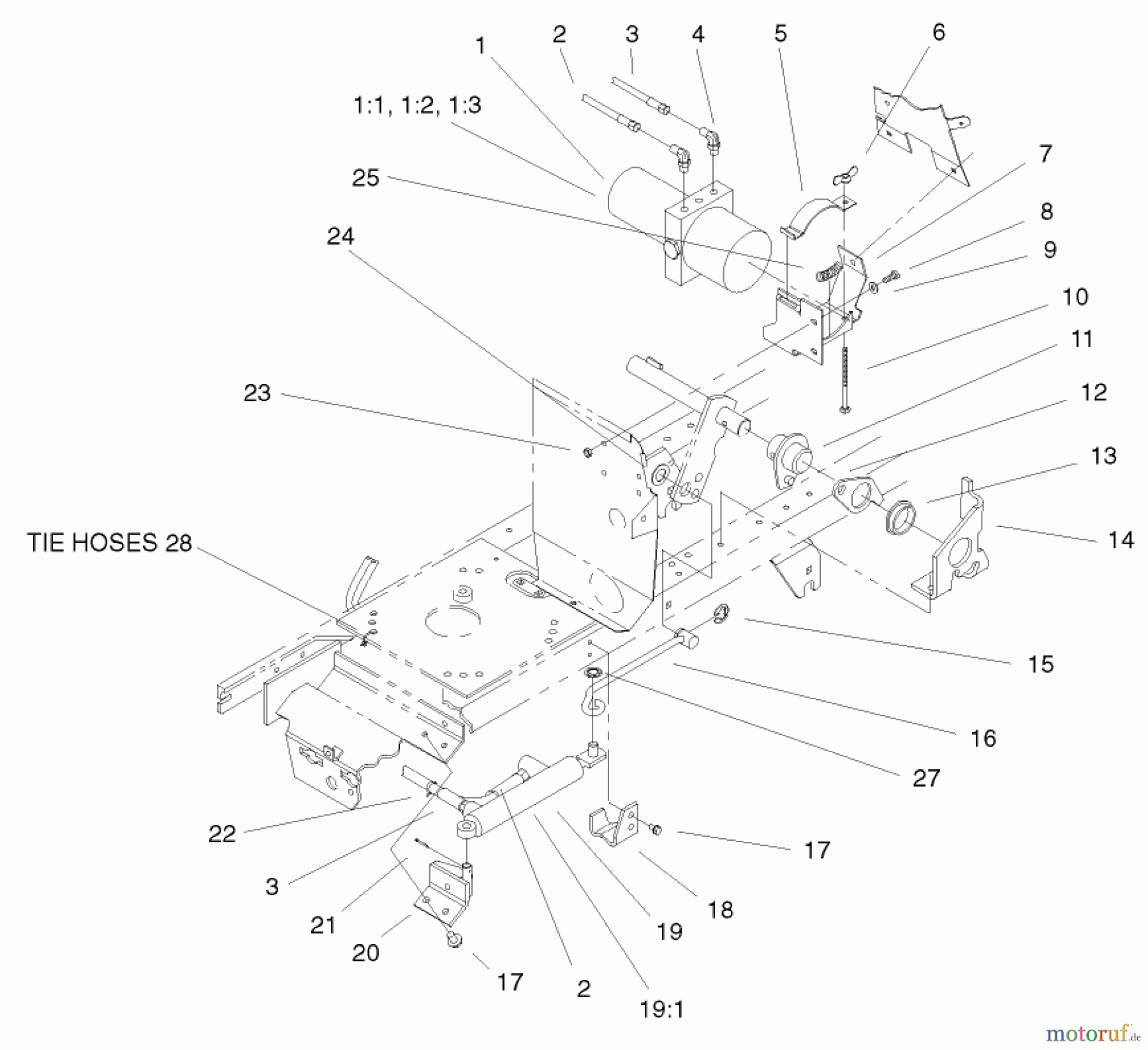 Toro Neu Mowers, Lawn & Garden Tractor Seite 1 72116 (270-HE) - Toro 270-HE Lawn and Garden Tractor, 2000 (200000001-200999999) POWER LIFT ASSEMBLY