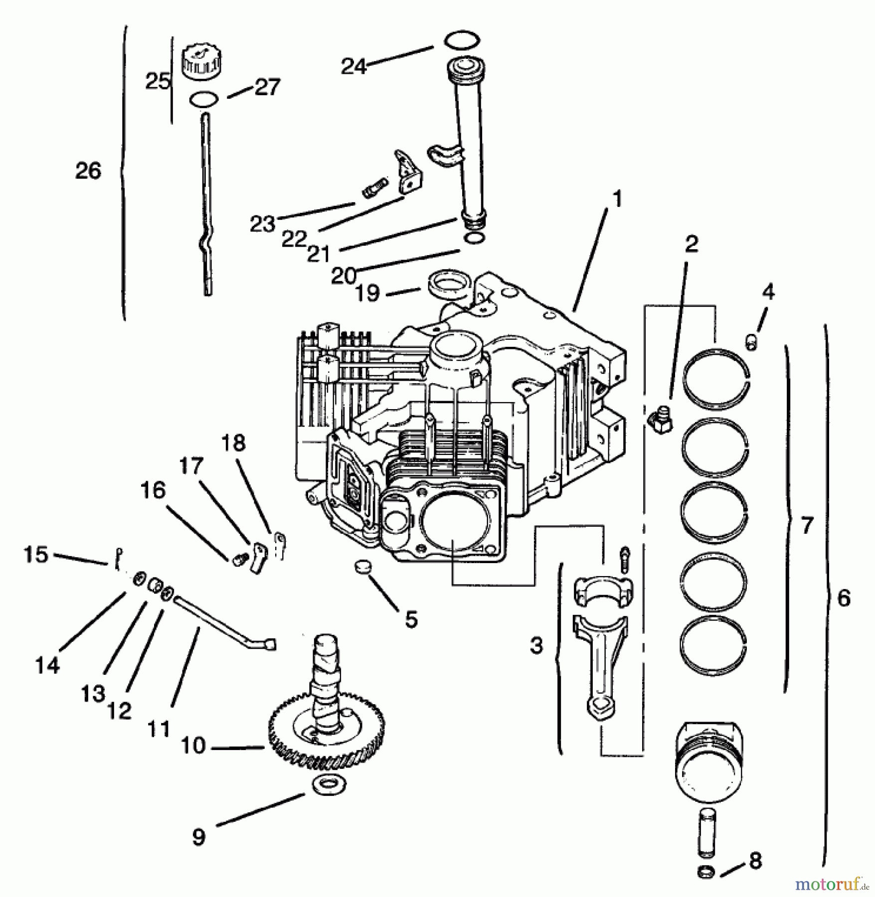 Toro Neu Mowers, Lawn & Garden Tractor Seite 1 72108 (270-H) - Toro 270-H Lawn and Garden Tractor, 2002 (220000001-220999999) CRANKCASE-KOHLER CV20S-PS65531 AND PS65532