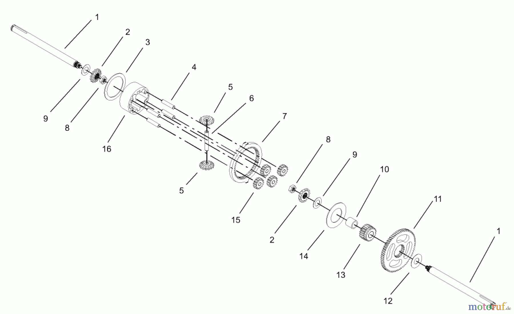Toro Neu Mowers, Lawn & Garden Tractor Seite 1 72116 (270-HE) - Toro 270-HE Lawn and Garden Tractor, 2003 (230000001-230999999) DIFFERENTIAL GEAR ASSEMBLY