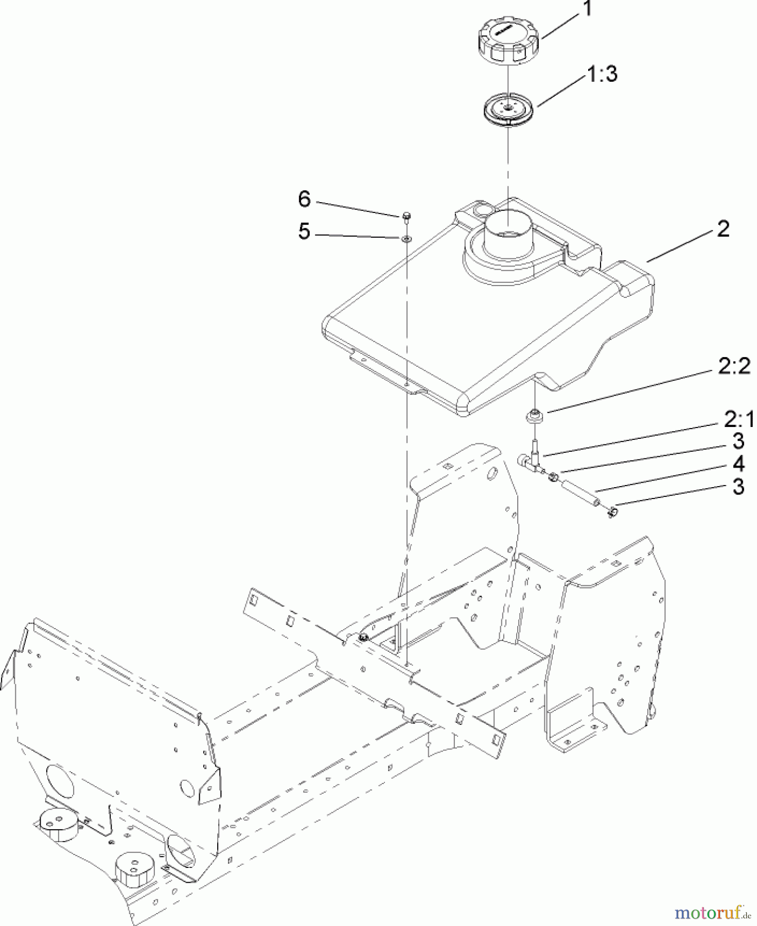  Toro Neu Mowers, Lawn & Garden Tractor Seite 1 72201 (420) - Toro 420 Garden Tractor, 2005 (250000001-250999999) FUEL TANK ASSEMBLY