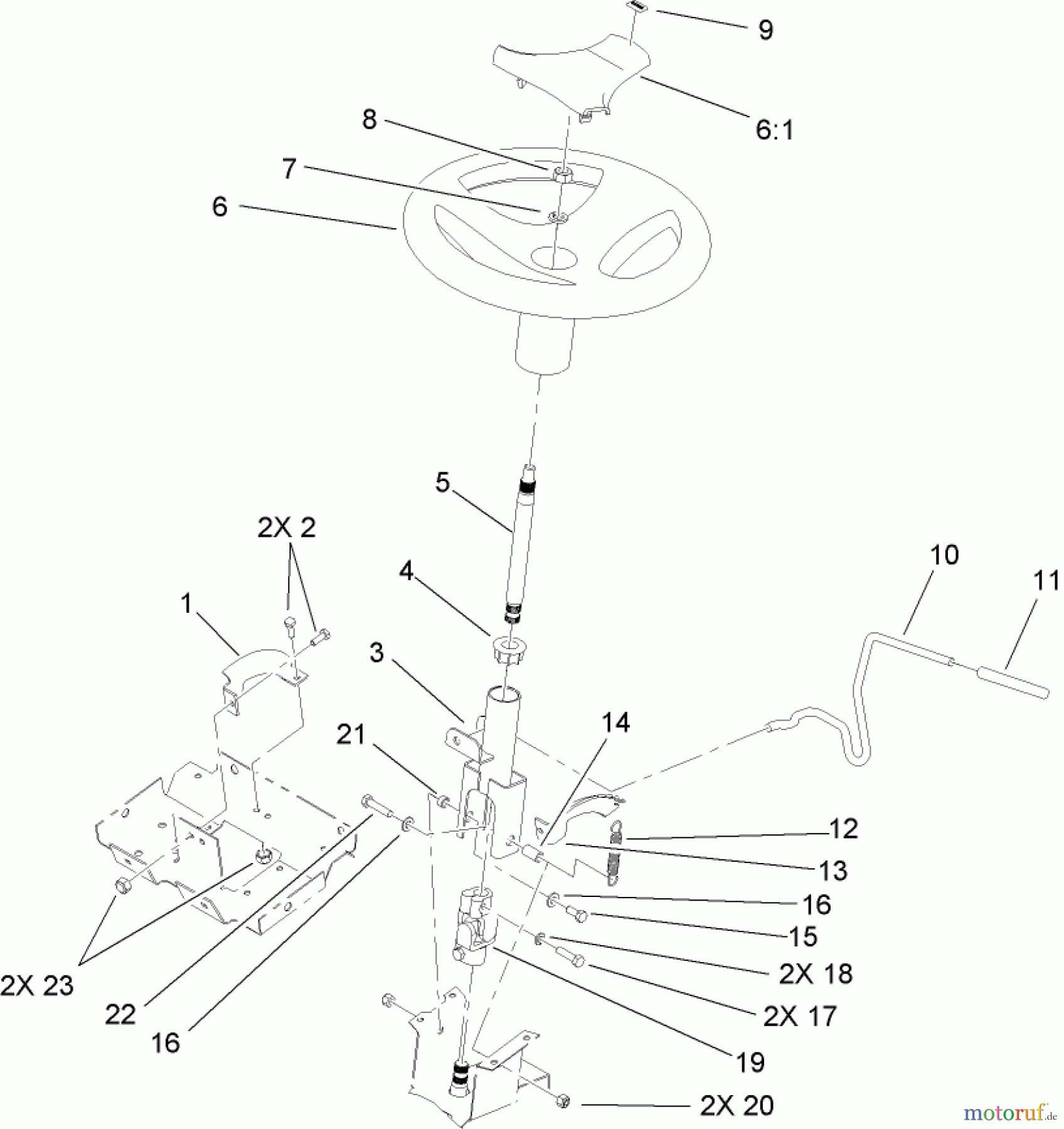  Toro Neu Mowers, Lawn & Garden Tractor Seite 1 72212 (430) - Toro 430 Garden Tractor, 2006 (260000001-260999999) STEERING WHEEL AND TILT ASSEMBLY