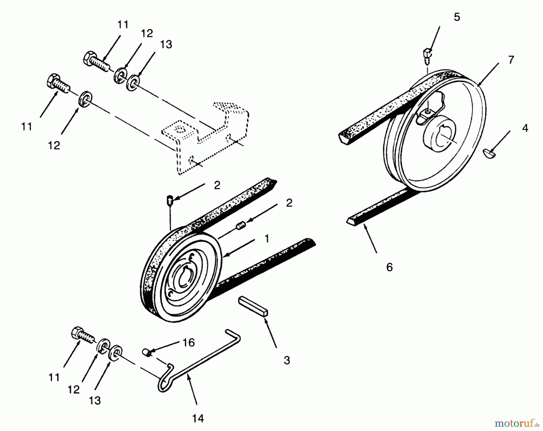  Toro Neu Mowers, Lawn & Garden Tractor Seite 1 73400 (314-8) - Toro 314-8 Garden Tractor, 1994 (4900001-4999999) DRIVE BELT AND PULLEYS