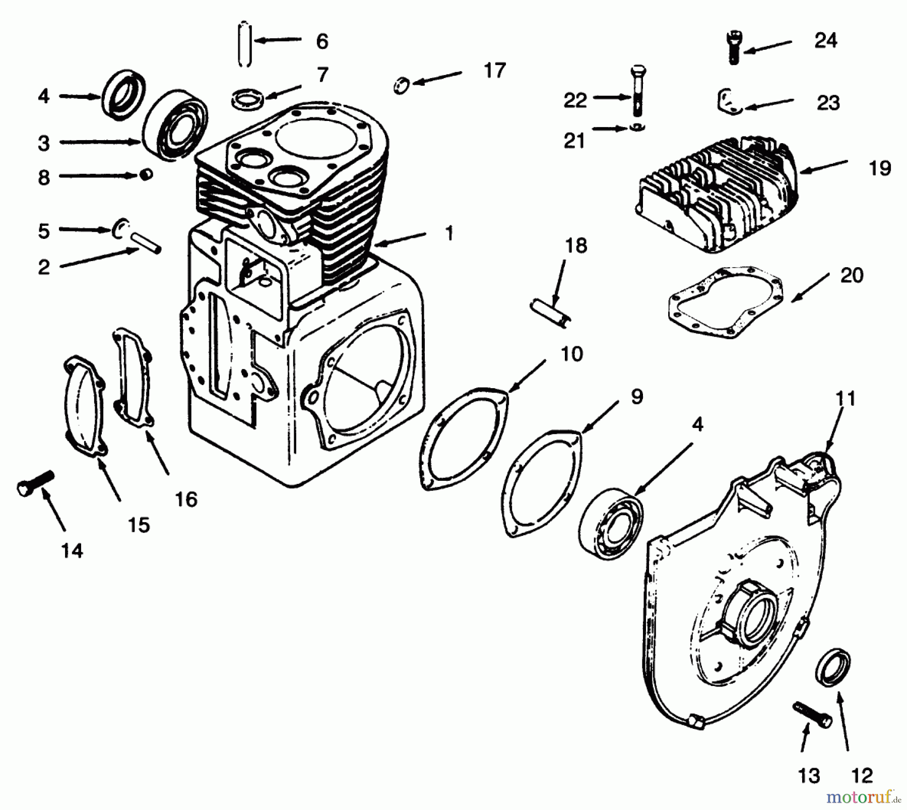  Toro Neu Mowers, Lawn & Garden Tractor Seite 1 73401 (314-H) - Toro 314-H Garden Tractor, 1995 (5901261-5999999) CRANKCASE AND CYLINDER HEAD