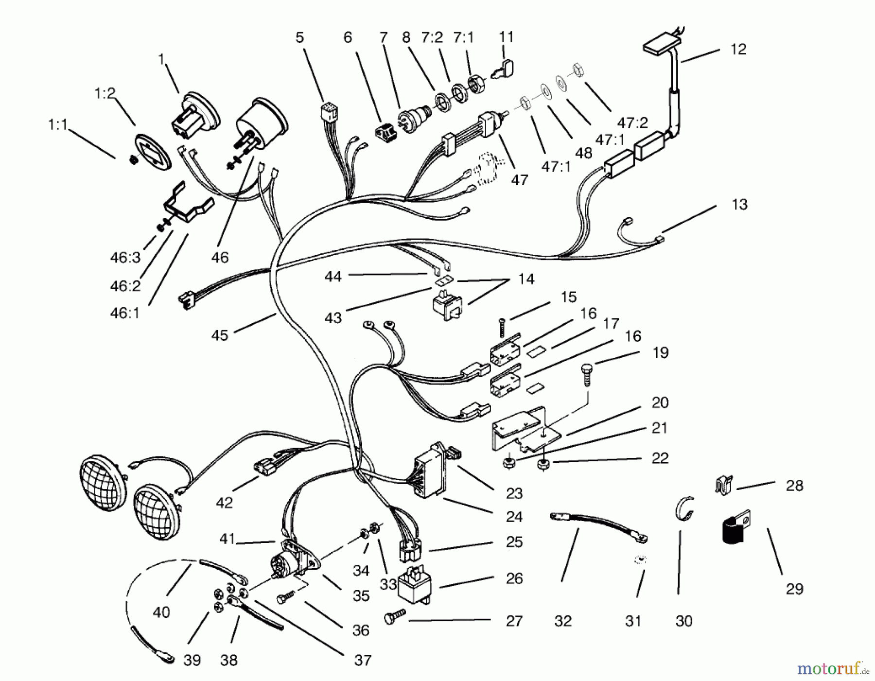  Toro Neu Mowers, Lawn & Garden Tractor Seite 1 73402 (314-8) - Toro 314-8 Garden Tractor, 1997 (7900001-7999999) 314-8 WIRE HARNESS ATTACHMENT & COMPONENT-S