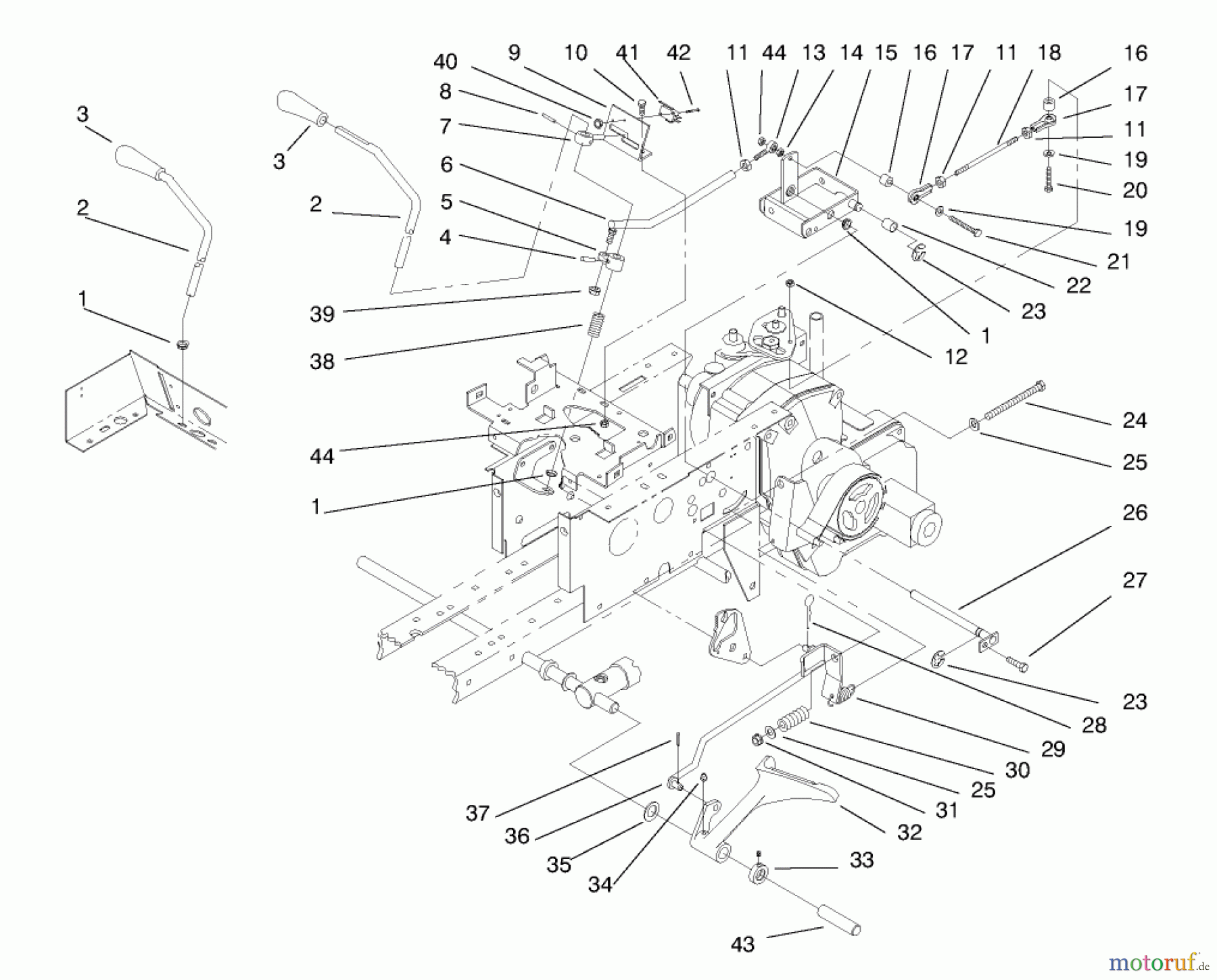 Toro Neu Mowers, Lawn & Garden Tractor Seite 1 73403 (314-H) - Toro 314-H Garden Tractor, 1997 (7900001-7999999) HYDRO CONTROLS, BRAKE SYSTEM