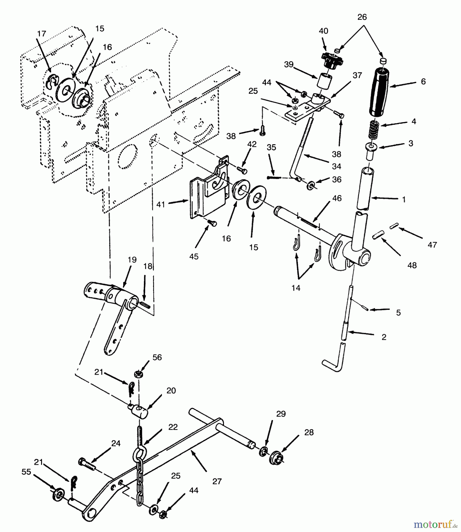 Toro Neu Mowers, Lawn & Garden Tractor Seite 1 73420 (416-8) - Toro 416-8 Garden Tractor, 1994 (4900001-4999999) MANUAL LIFT LINKAGE