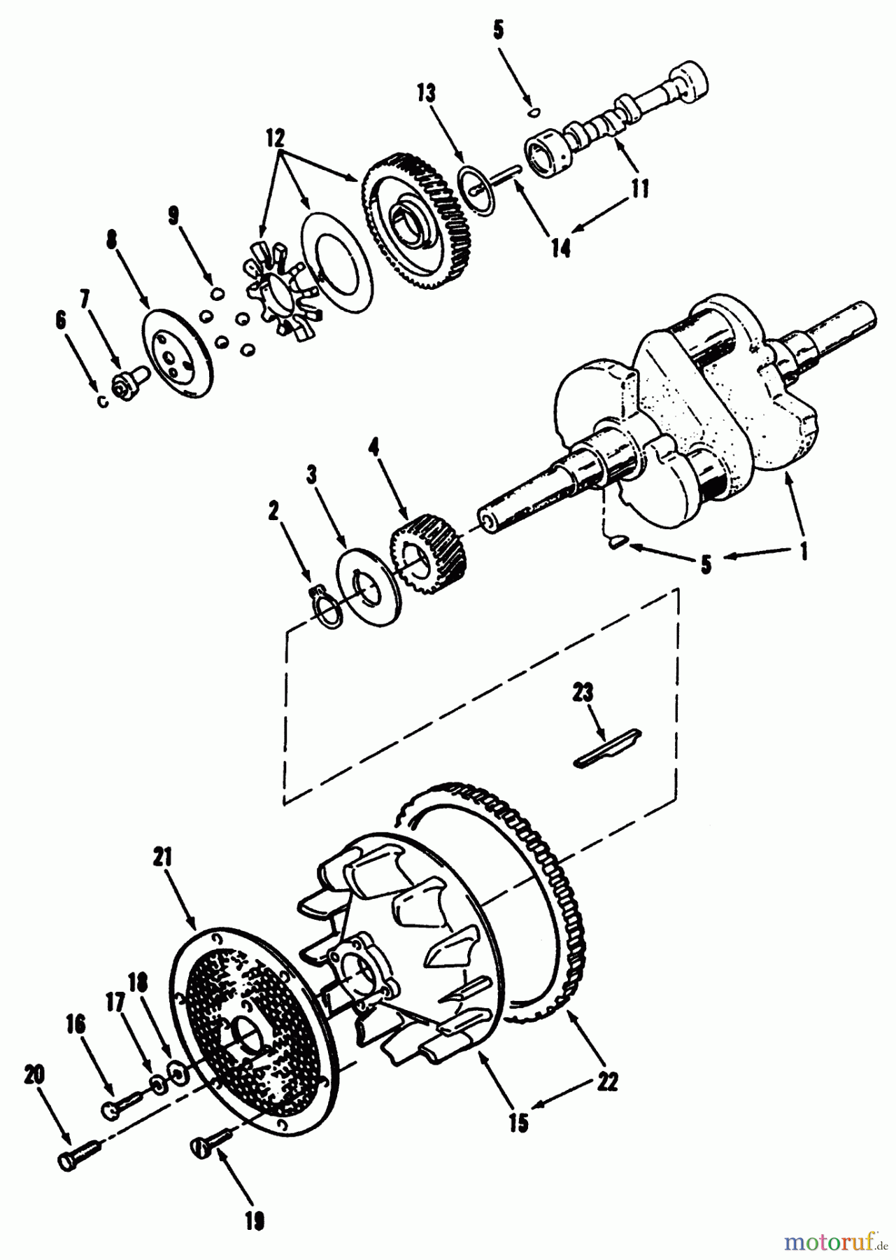  Toro Neu Mowers, Lawn & Garden Tractor Seite 1 73421 (416-H) - Toro 416-H Garden Tractor, 1995 (5901047-5999999) CRANKSHAFT, CAMSHAFT, FLYWHEEL