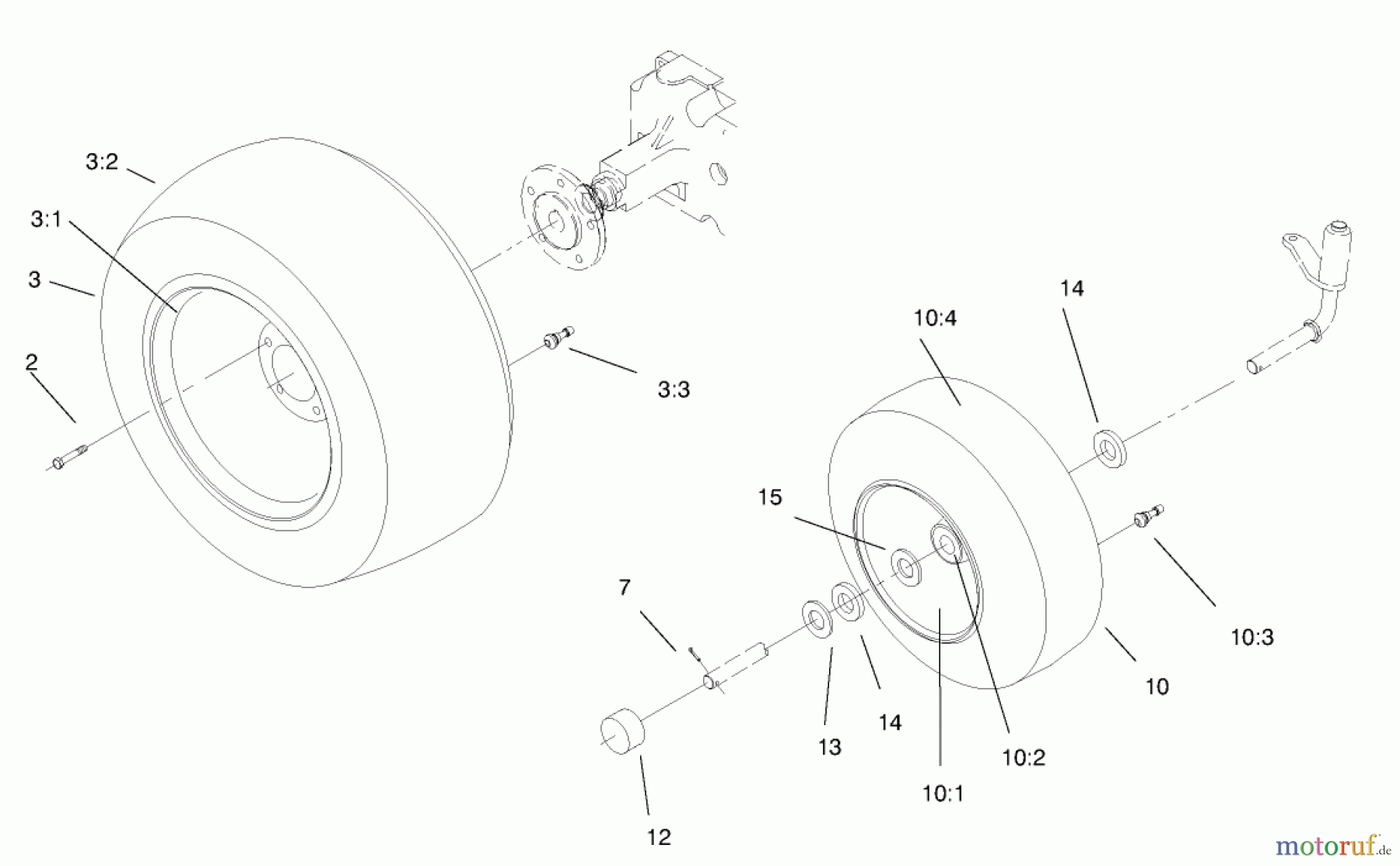Toro Neu Mowers, Lawn & Garden Tractor Seite 1 73428 (312-8) - Toro 312-8 Garden Tractor, 1998 (8900500-8999999) WHEEL ASSEMBLIES