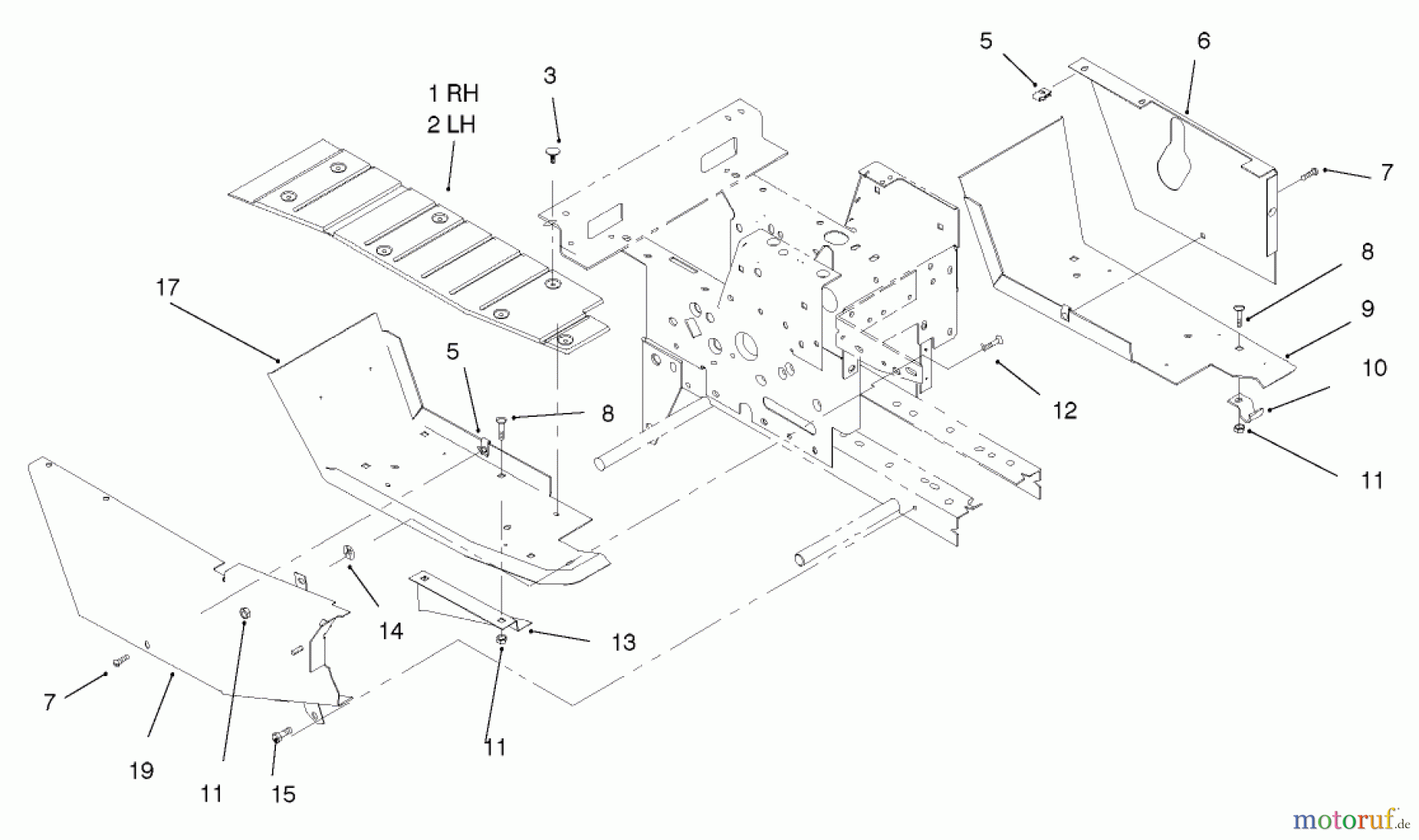  Toro Neu Mowers, Lawn & Garden Tractor Seite 1 73448 (314-8) - Toro 314-8 Garden Tractor, 1998 (8900500-8999999) FOOTREST & HOODSTAND SIDE COVERS