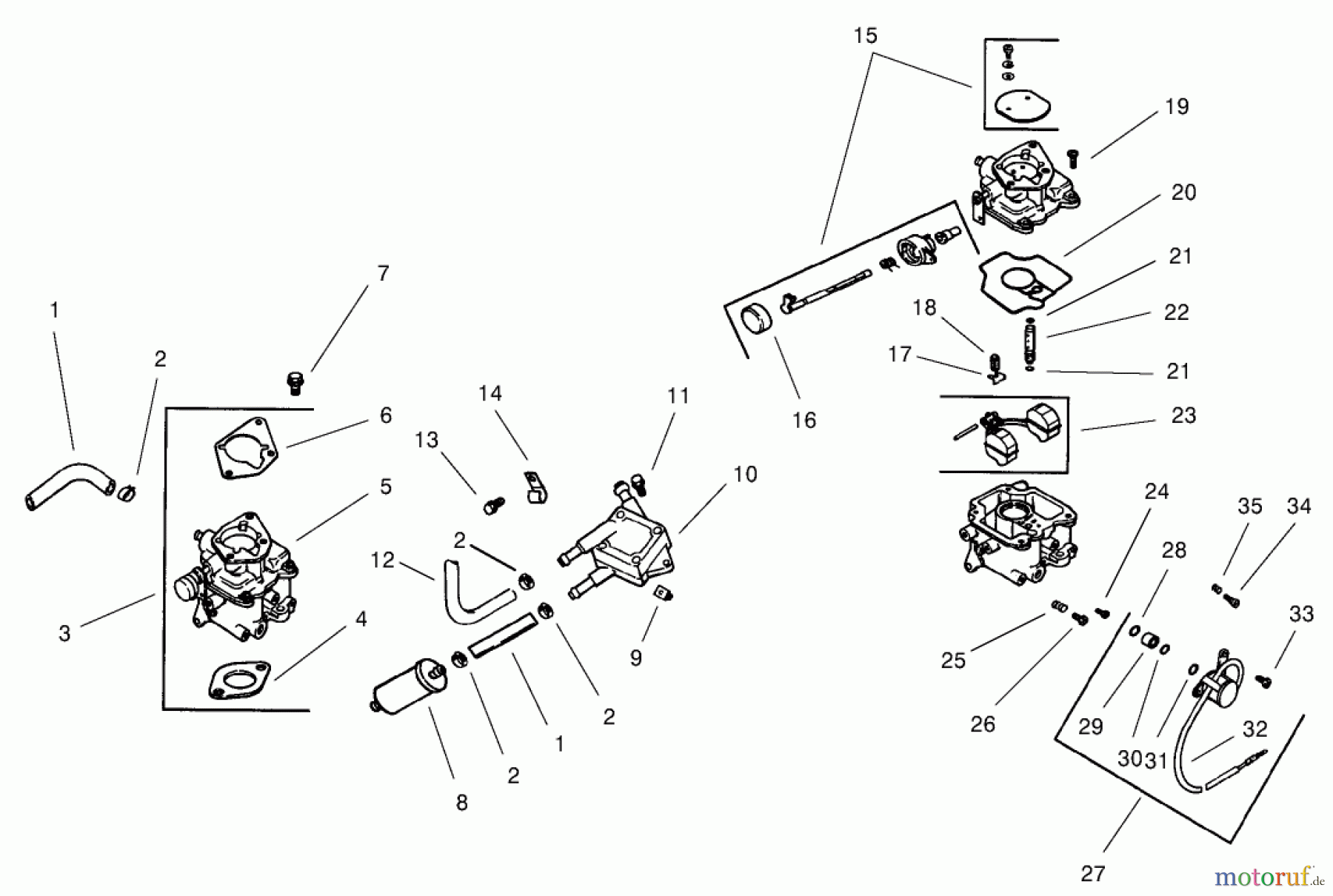 Toro Neu Mowers, Lawn & Garden Tractor Seite 1 73570 (520xi) - Toro 520xi Garden Tractor, 2000 (200000001-200999999) GROUP 8-FUEL SYSTEM (MODELS 73542 & 73570)
