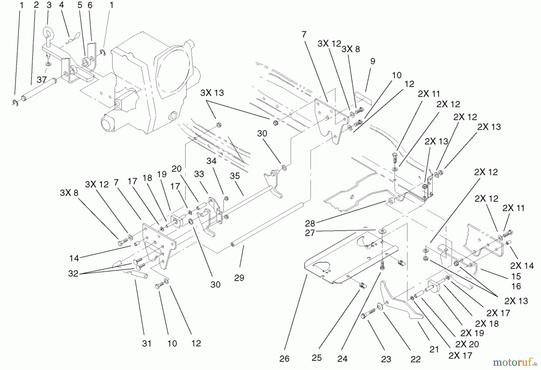  Toro Neu Mowers, Lawn & Garden Tractor Seite 1 73471 (518xi) - Toro 518xi Garden Tractor, 2001 (210000001-210999999) ATTACH-A-MATIC & HITCH ASSEMBLY