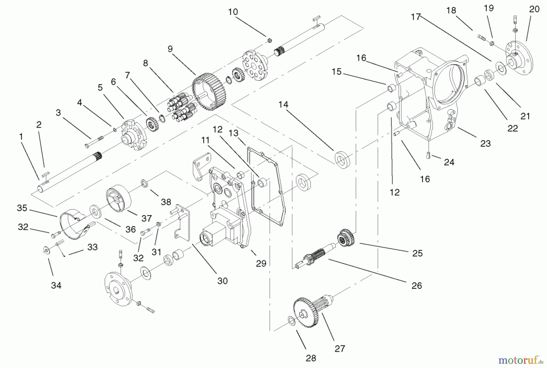  Toro Neu Mowers, Lawn & Garden Tractor Seite 1 73471 (518xi) - Toro 518xi Garden Tractor, 2001 (210000001-210999999) HYDRO TRANSAXLE ASSEMBLY