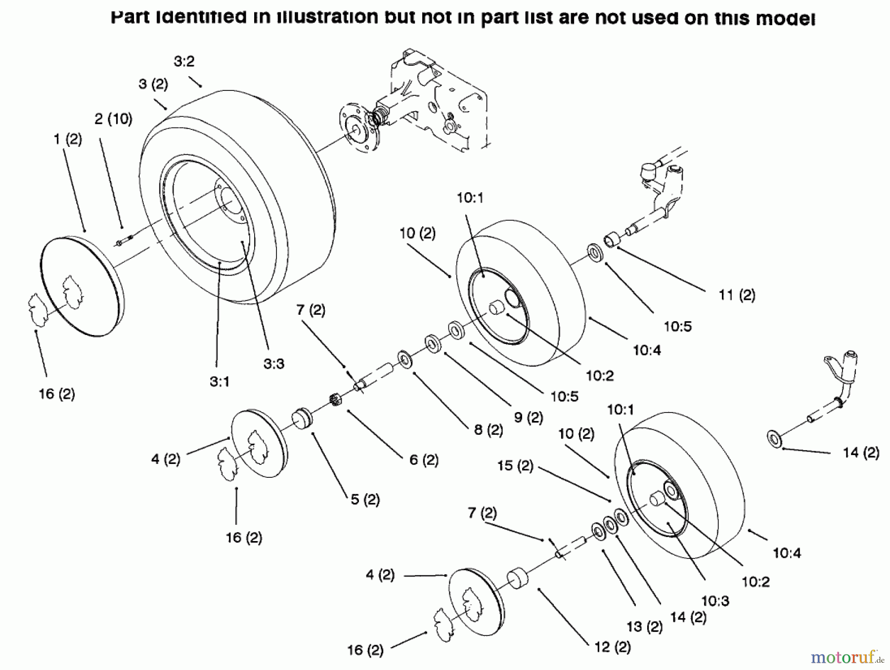  Toro Neu Mowers, Lawn & Garden Tractor Seite 1 73502 (520-H) - Toro 520-H Garden Tractor, 1996 (6900001-6999999) WHEELS AND TIRES