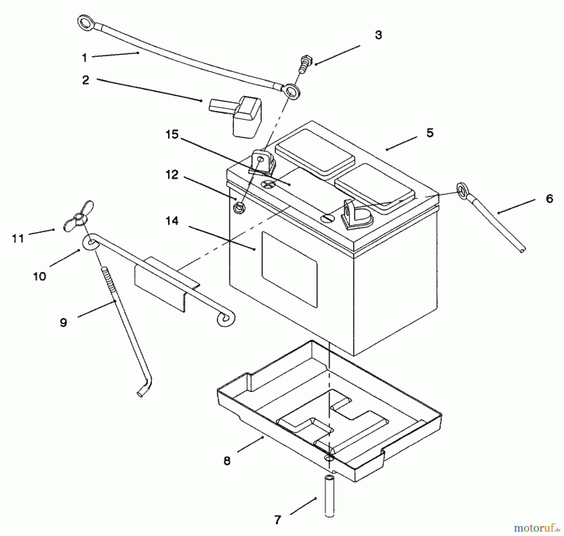  Toro Neu Mowers, Lawn & Garden Tractor Seite 1 73521 (520-H) - Toro 520-H Garden Tractor, 1996 (6900001-6999999) BATTERY ASSEMBLY