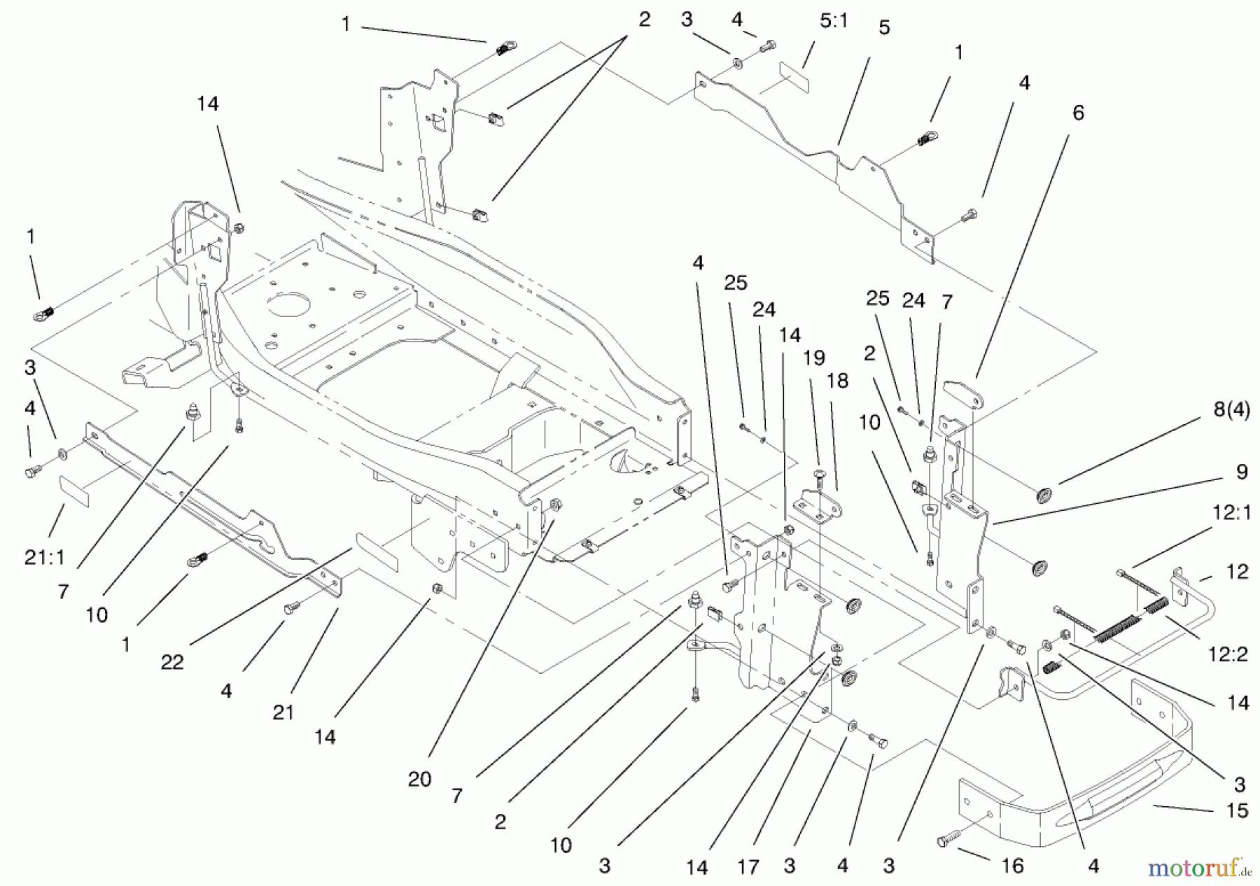  Toro Neu Mowers, Lawn & Garden Tractor Seite 1 73545 (520Lxi) - Toro 520Lxi Garden Tractor, 1998 (8900001-8999999) BUMPER AND HOOD ASSEMBLY