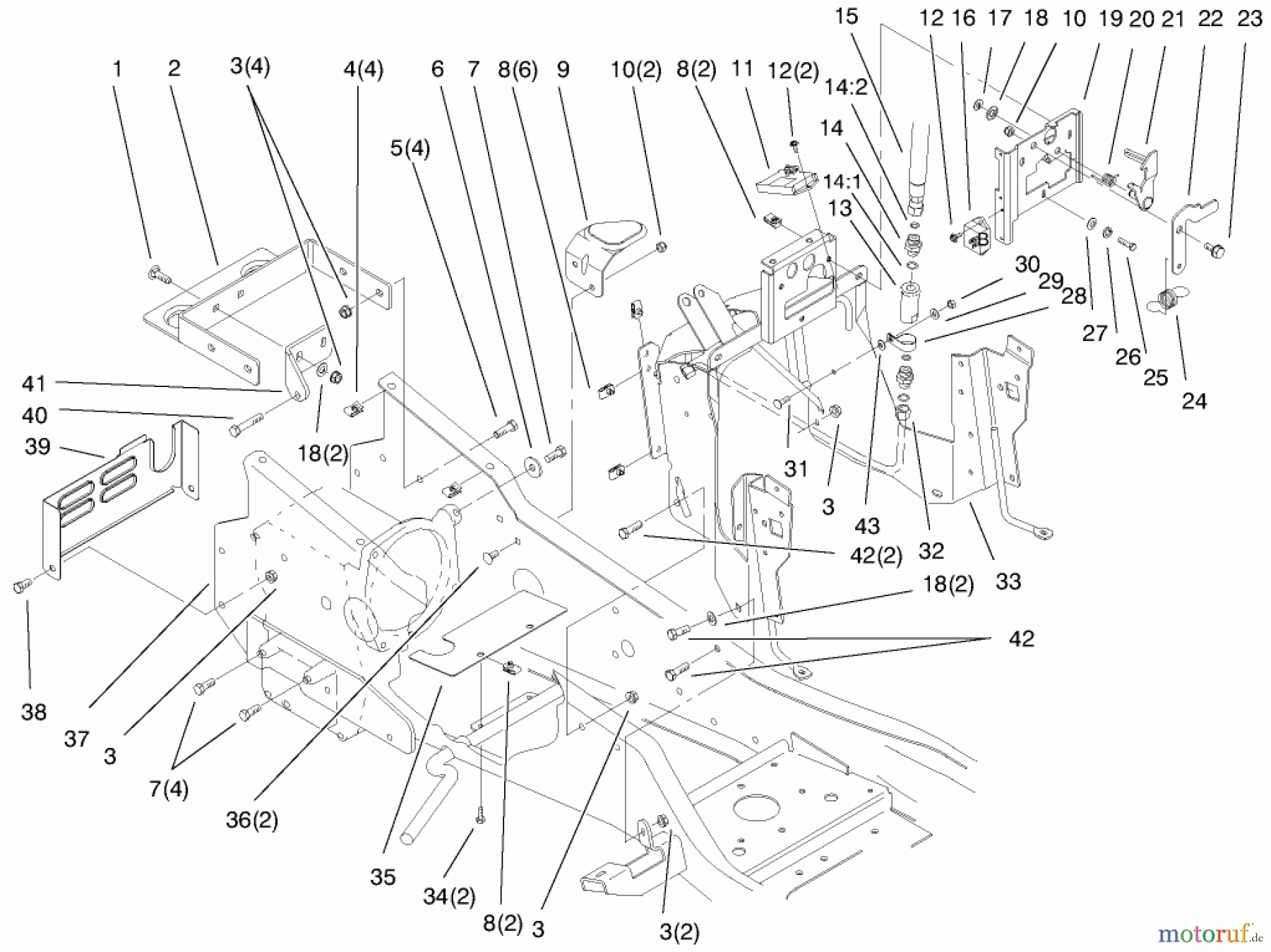 Toro Neu Mowers, Lawn & Garden Tractor Seite 1 73546 (520Lxi) - Toro 520Lxi Garden Tractor, 1998 (8900001-8999999) STEERING TOWER AND FUEL TANK ASSEMBLY