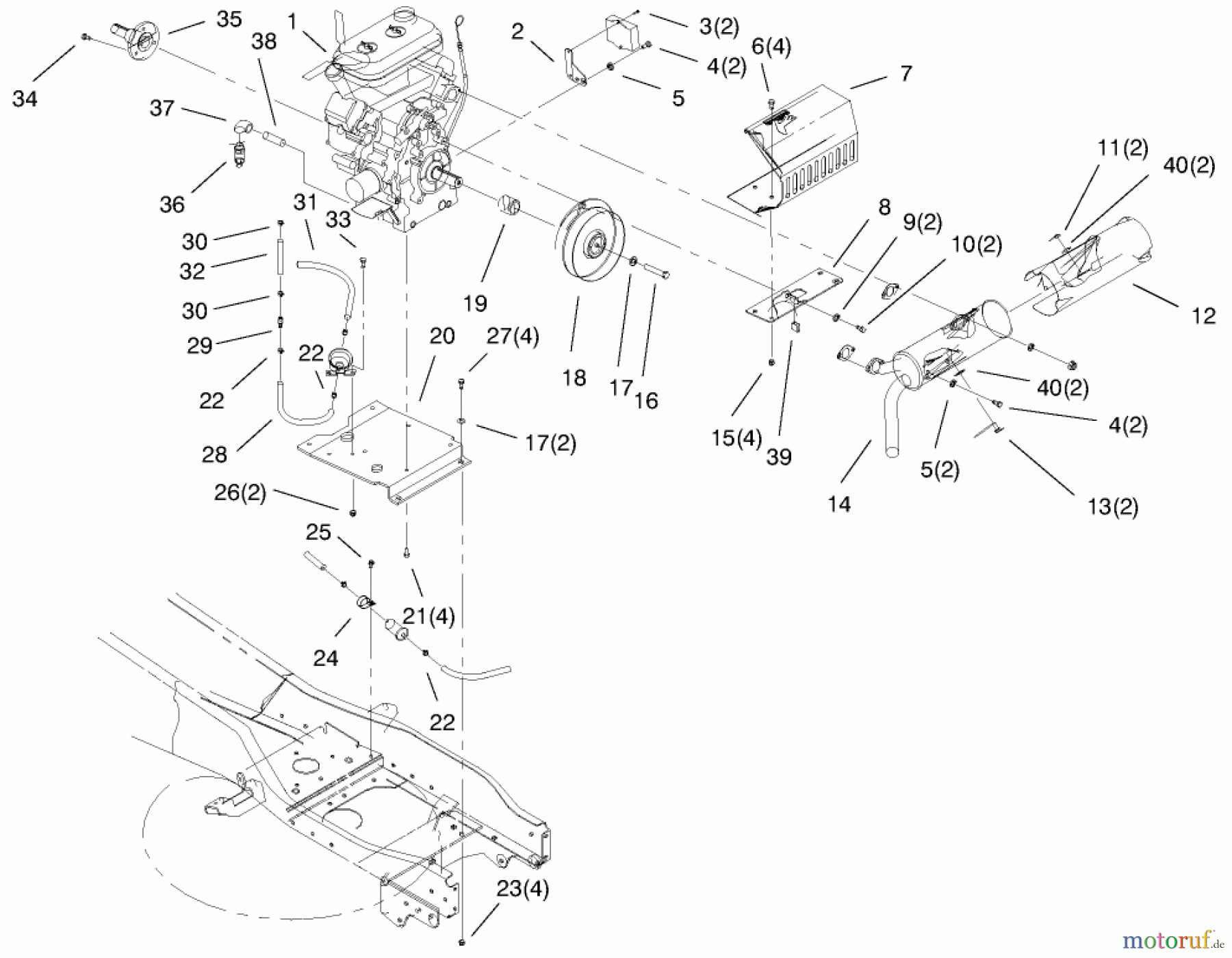  Toro Neu Mowers, Lawn & Garden Tractor Seite 1 73547 (520Lxi) - Toro 520Lxi Garden Tractor, 1999 (9900001-9999999) LIQUID COOLED GAS ENGINE ASSEMBLY #1