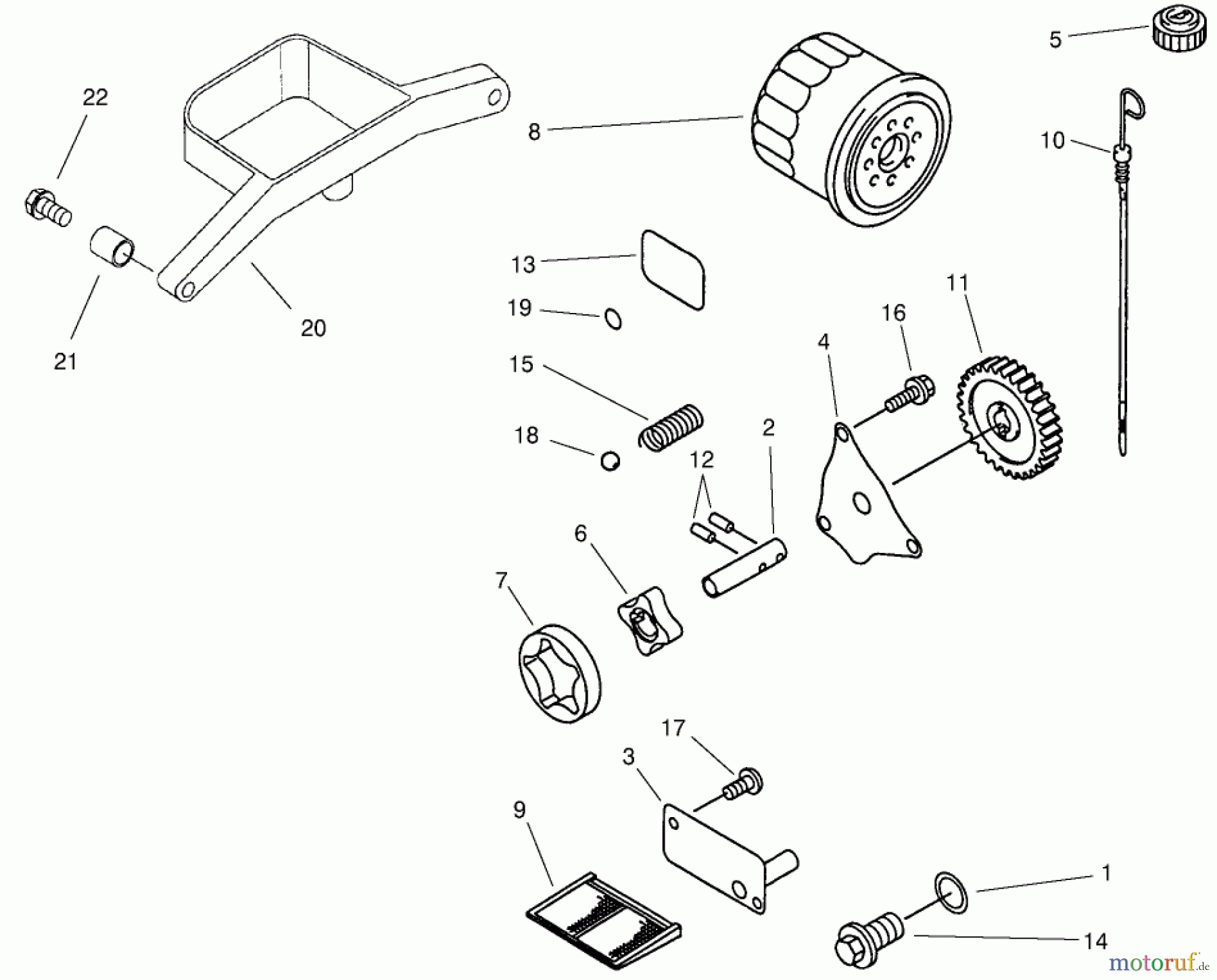 Toro Neu Mowers, Lawn & Garden Tractor Seite 1 73580 (520Lxi) - Toro 520Lxi Garden Tractor, 2001 (210000001-210999999) OIL PUMP & FILTER ASSEMBLY