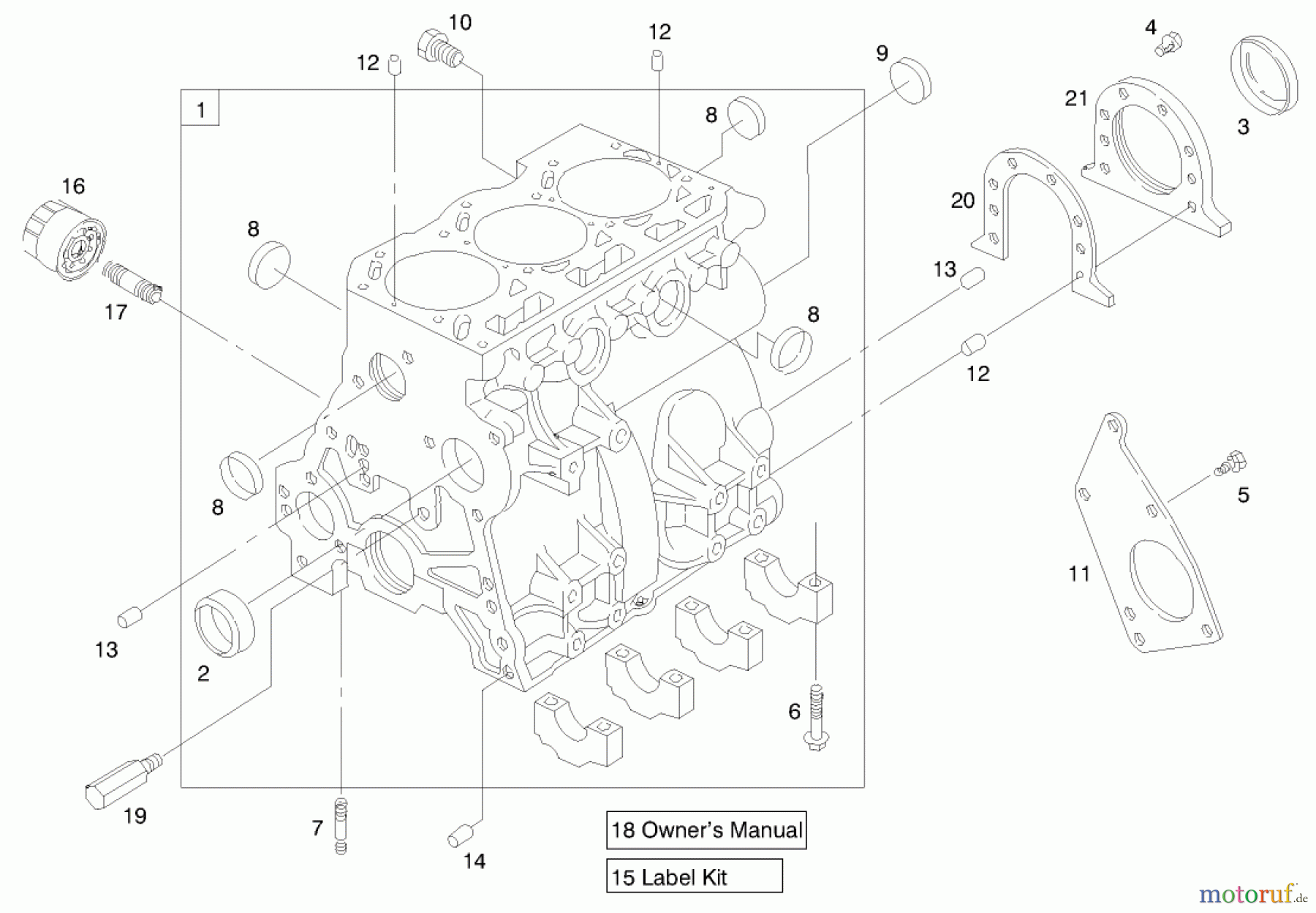 Toro Neu Mowers, Lawn & Garden Tractor Seite 1 73550 (523Dxi) - Toro 523Dxi Garden Tractor, 1998 (8900001-8999999) ENGINE ASSEMBLY #1
