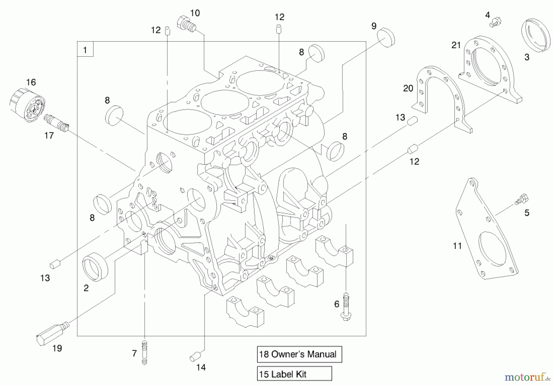  Toro Neu Mowers, Lawn & Garden Tractor Seite 1 73552 (523Dxi) - Toro 523Dxi Garden Tractor, 2000 (200000001-200999999) ENGINE ASSEMBLY #1