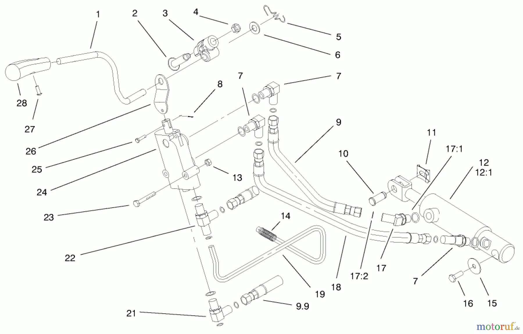  Toro Neu Mowers, Lawn & Garden Tractor Seite 1 73561 (522xi) - Toro 522xi Garden Tractor, 2000 (200000001-200000200) UPPER HYDRO LIFT ASSEMBLY