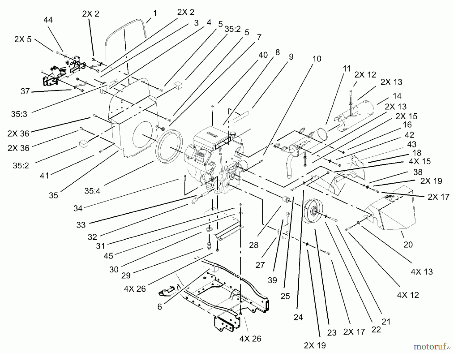  Toro Neu Mowers, Lawn & Garden Tractor Seite 1 73570 (520xi) - Toro 520xi Garden Tractor, 2003 (230000001-230999999) AIR COOLED ENGINE ASSEMBLY