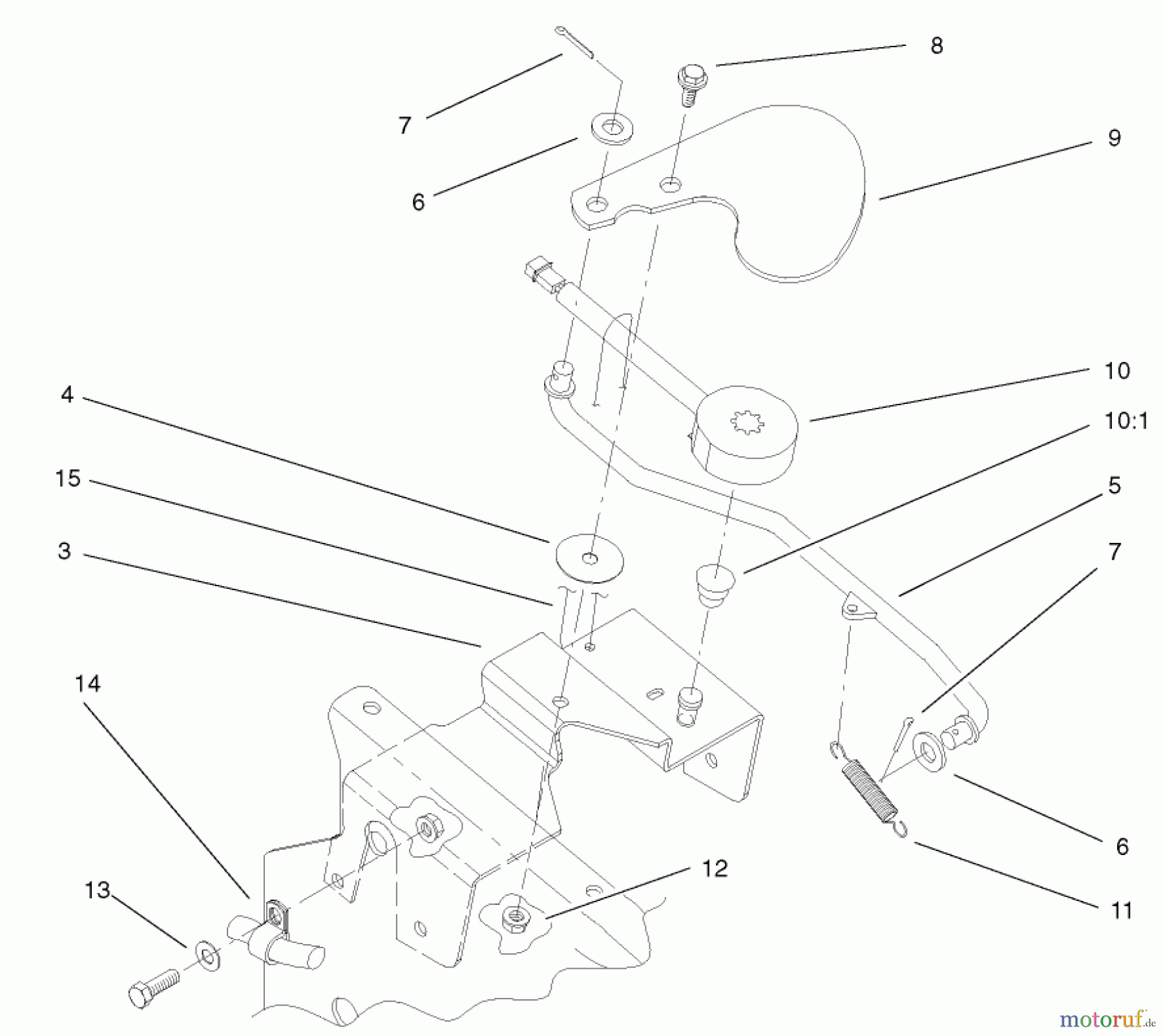  Toro Neu Mowers, Lawn & Garden Tractor Seite 1 73590 (523Dxi) - Toro 523Dxi Garden Tractor, 2001 (210000001-210999999) CRUISE CONTROL ASSEMBLY