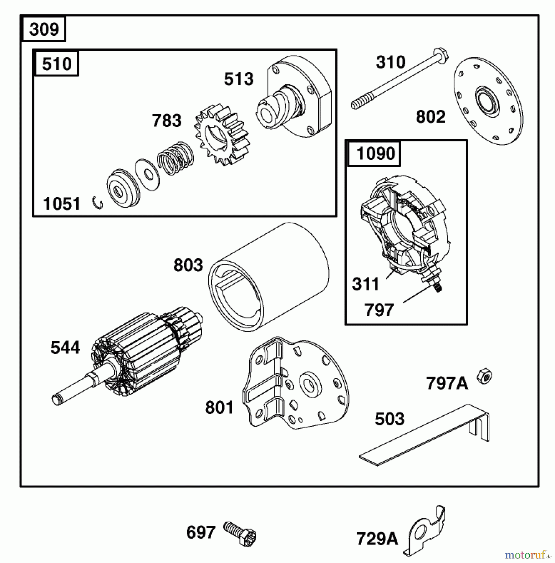  Toro Neu Mowers, Lawn & Garden Tractor Seite 1 74570 (170-DH) - Toro 170-DH Lawn Tractor, 2001 (210000001-210999999) STARTER ASSEMBLY ENGINE BRIGGS AND STRATTON MODEL 311777-0151-E1