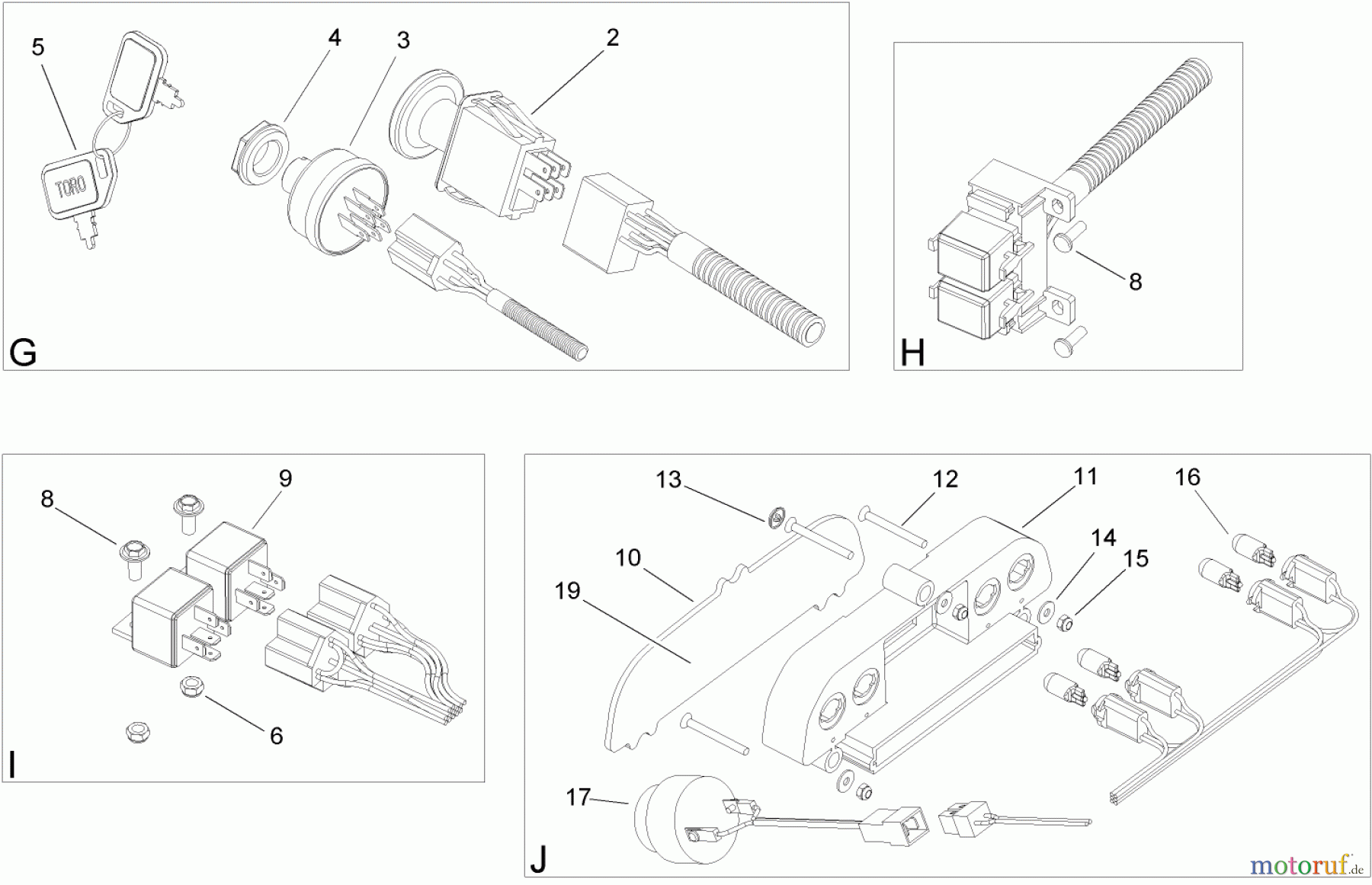  Toro Neu Mowers, Lawn & Garden Tractor Seite 1 74570 (DH 210) - Toro DH 210 Lawn Tractor, 2005 (250000001-250999999) ELECTRICAL SWITCH ASSEMBLY NO. 2