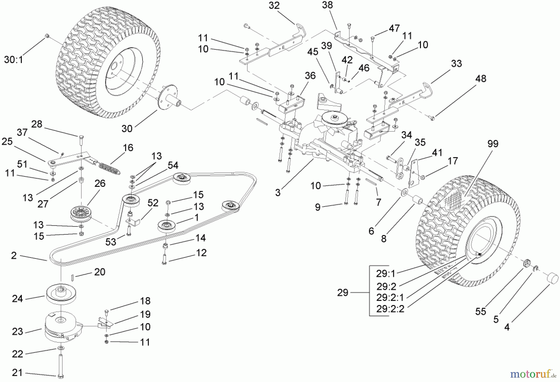 Toro Neu Mowers, Lawn & Garden Tractor Seite 1 74570 (DH 210) - Toro DH 210 Lawn Tractor, 2006 (260000001-260999999) TRANSMISSION DRIVE ASSEMBLY