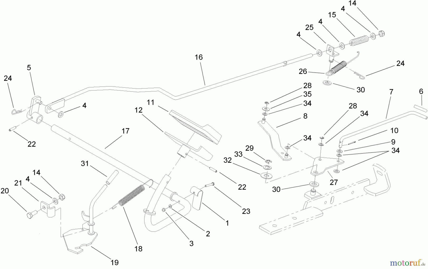  Toro Neu Mowers, Lawn & Garden Tractor Seite 1 74571 (DH 200) - Toro DH 200 Lawn Tractor, 2005 (250000001-250999999) OPERATION, BRAKE AND BYPASS ASSEMBLY