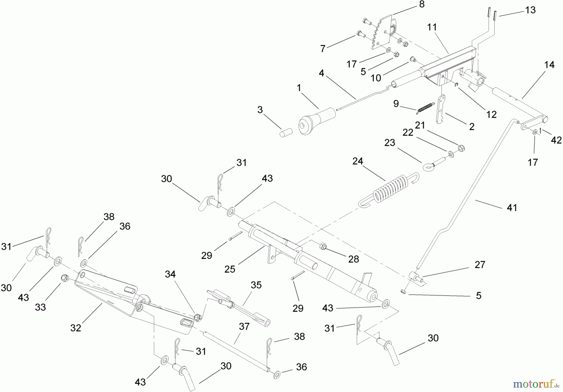  Toro Neu Mowers, Lawn & Garden Tractor Seite 1 74571 (DH 200) - Toro DH 200 Lawn Tractor, 2006 (260000001-260999999) MOWER LIFT ASSEMBLY