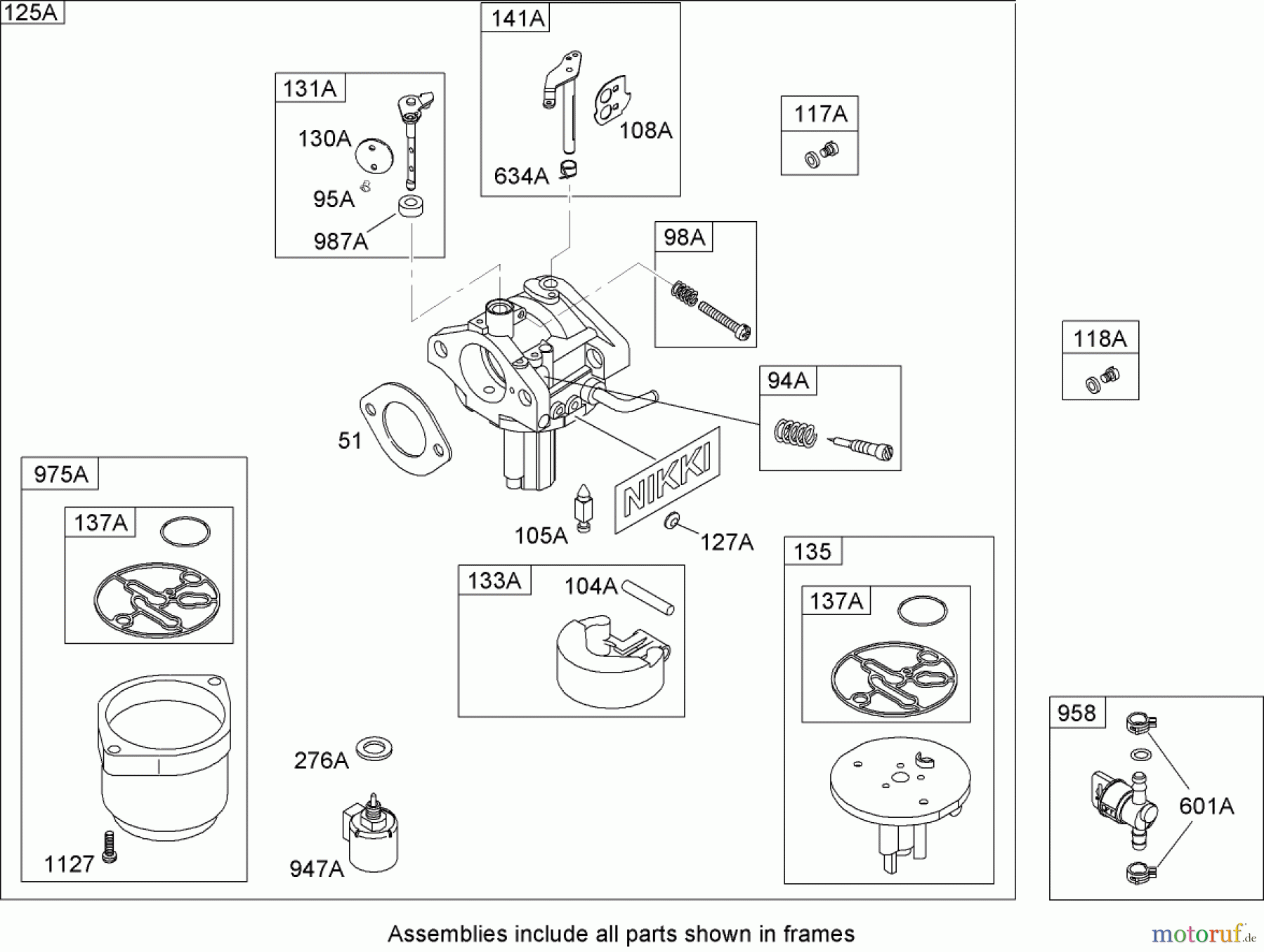  Toro Neu Mowers, Lawn & Garden Tractor Seite 1 74573 (DH 200) - Toro DH 200 Lawn Tractor, 2009 (290000001-290000480) CARBURETOR ASSEMBLY (NIKKI) BRIGGS AND STRATTON MODEL 31A607-0117-E1