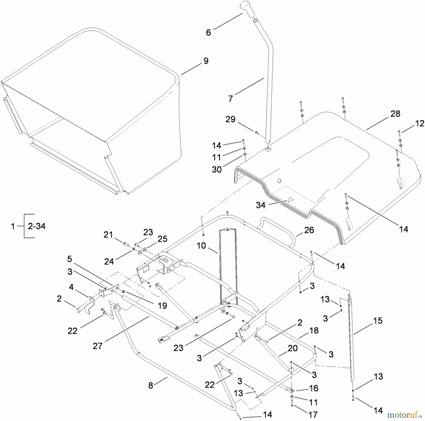  Toro Neu Mowers, Lawn & Garden Tractor Seite 1 74573 (DH 200) - Toro DH 200 Lawn Tractor, 2010 (310000001-310999999) GRASS COLLECTOR ASSEMBLY