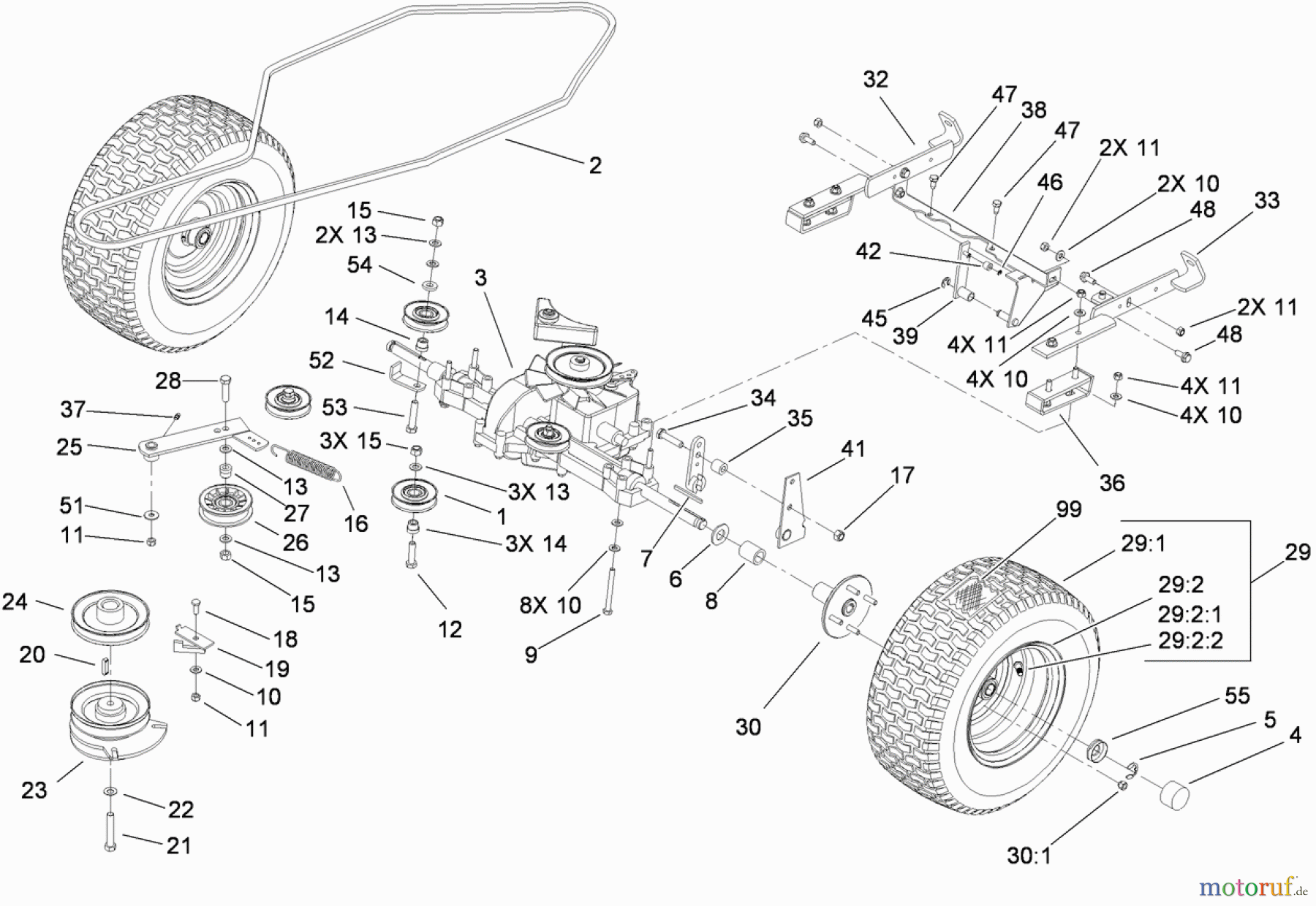 Toro Neu Mowers, Lawn & Garden Tractor Seite 1 74582 (DH 210) - Toro DH 210 Lawn Tractor, 2009 (290000001-290999999) TRANSMISSION DRIVE ASSEMBLY