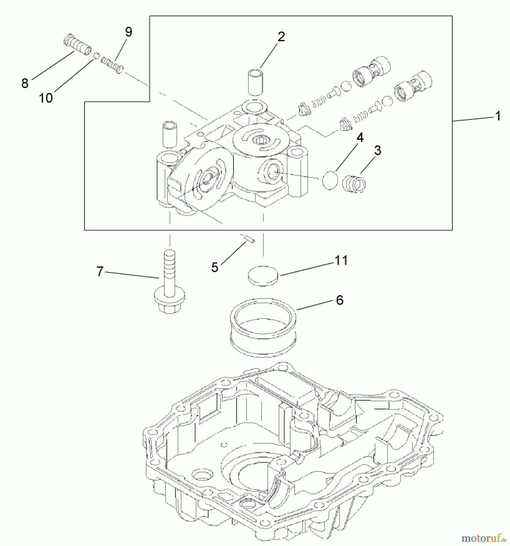  Toro Neu Mowers, Lawn & Garden Tractor Seite 1 74592 (DH 220) - Toro DH 220 Lawn Tractor, 2007 (270000652-270999999) CENTER CASE ASSEMBLY TRANSMISSION ASSEMBLY NO. 104-2889