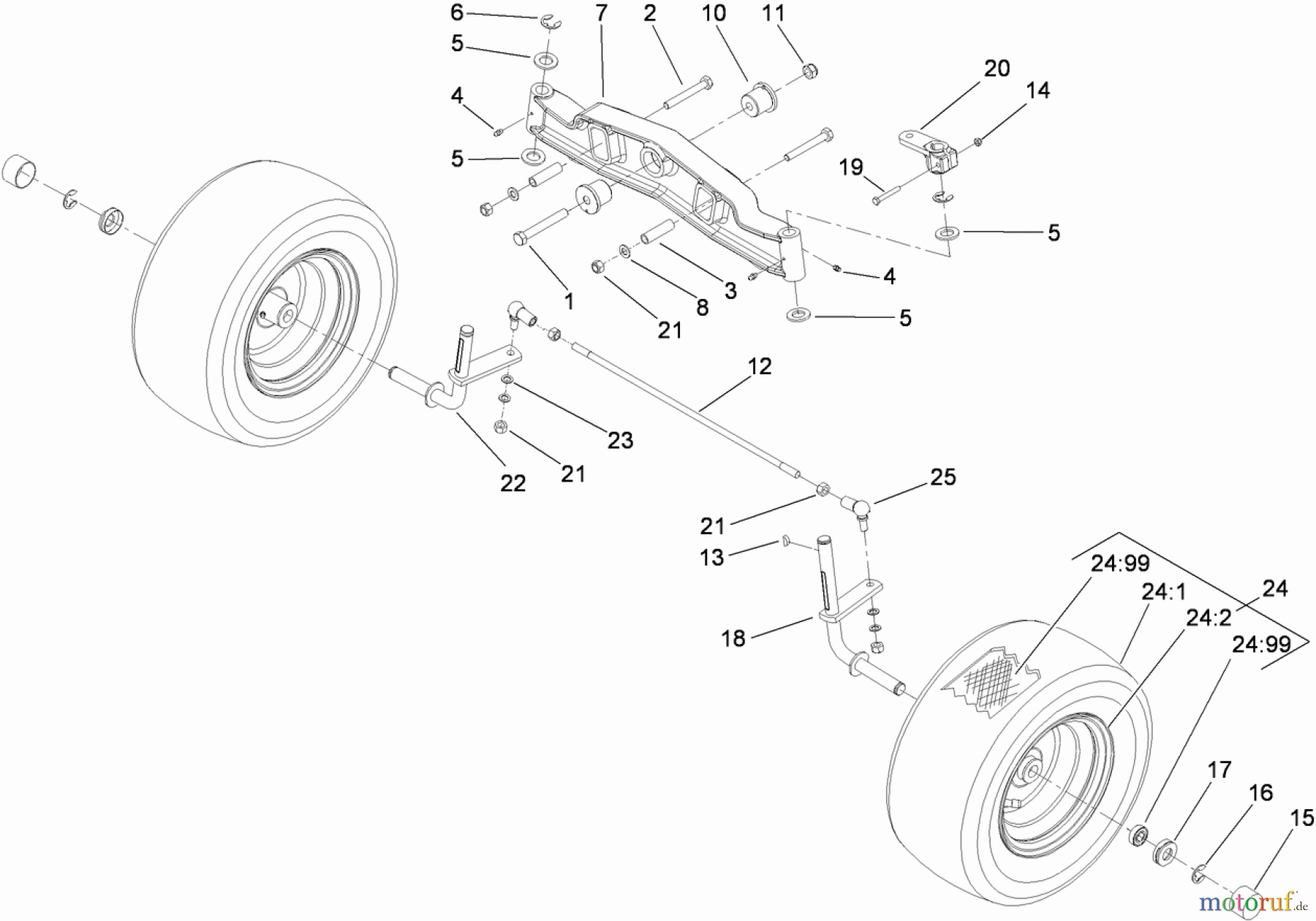 Toro Neu Mowers, Lawn & Garden Tractor Seite 1 74592 (DH 220) - Toro DH 220 Lawn Tractor, 2008 (280000001-280000528) FRONT AXLE ASSEMBLY